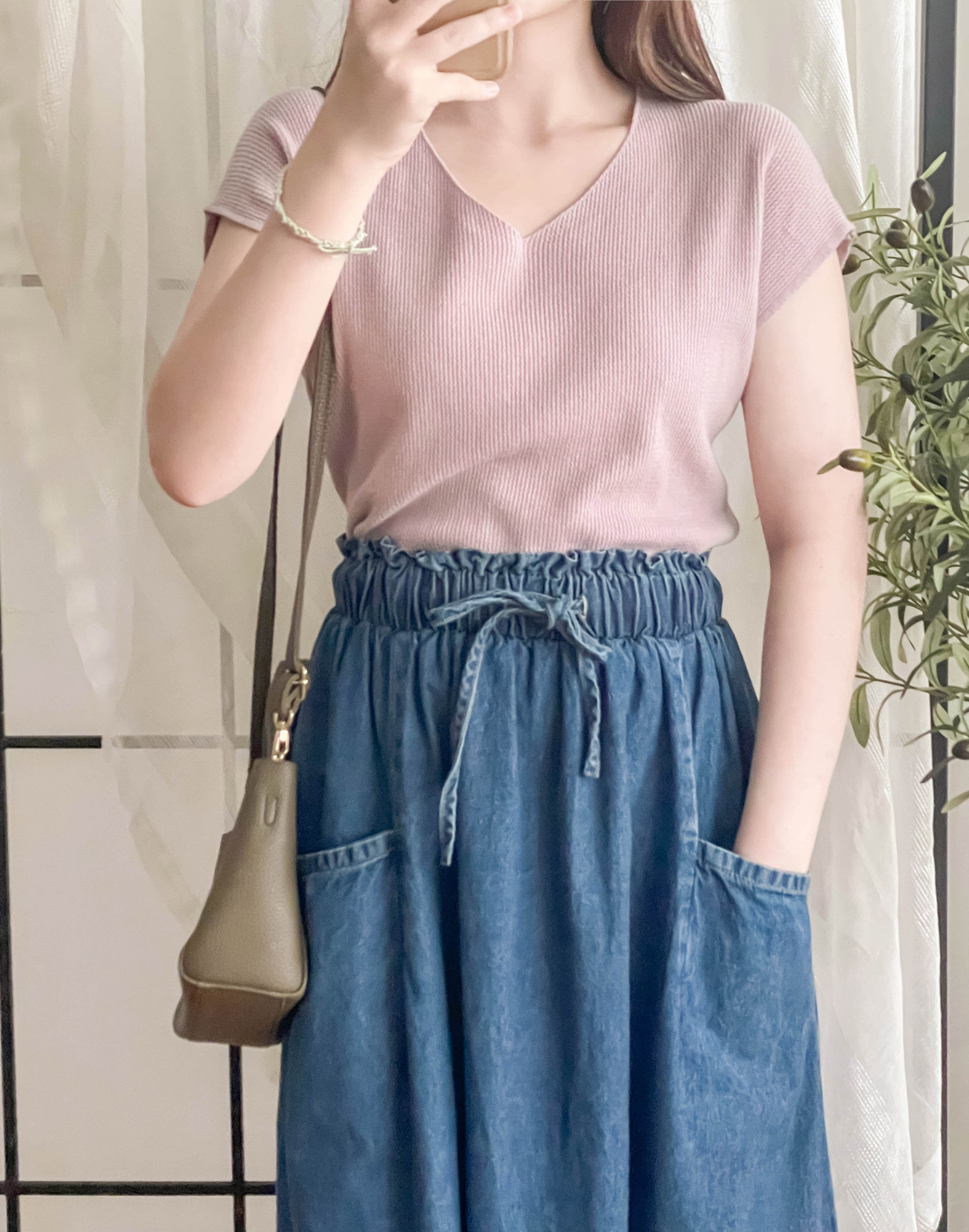 Knit 小袖V領棉棉針織上衣, Top/ TP8880