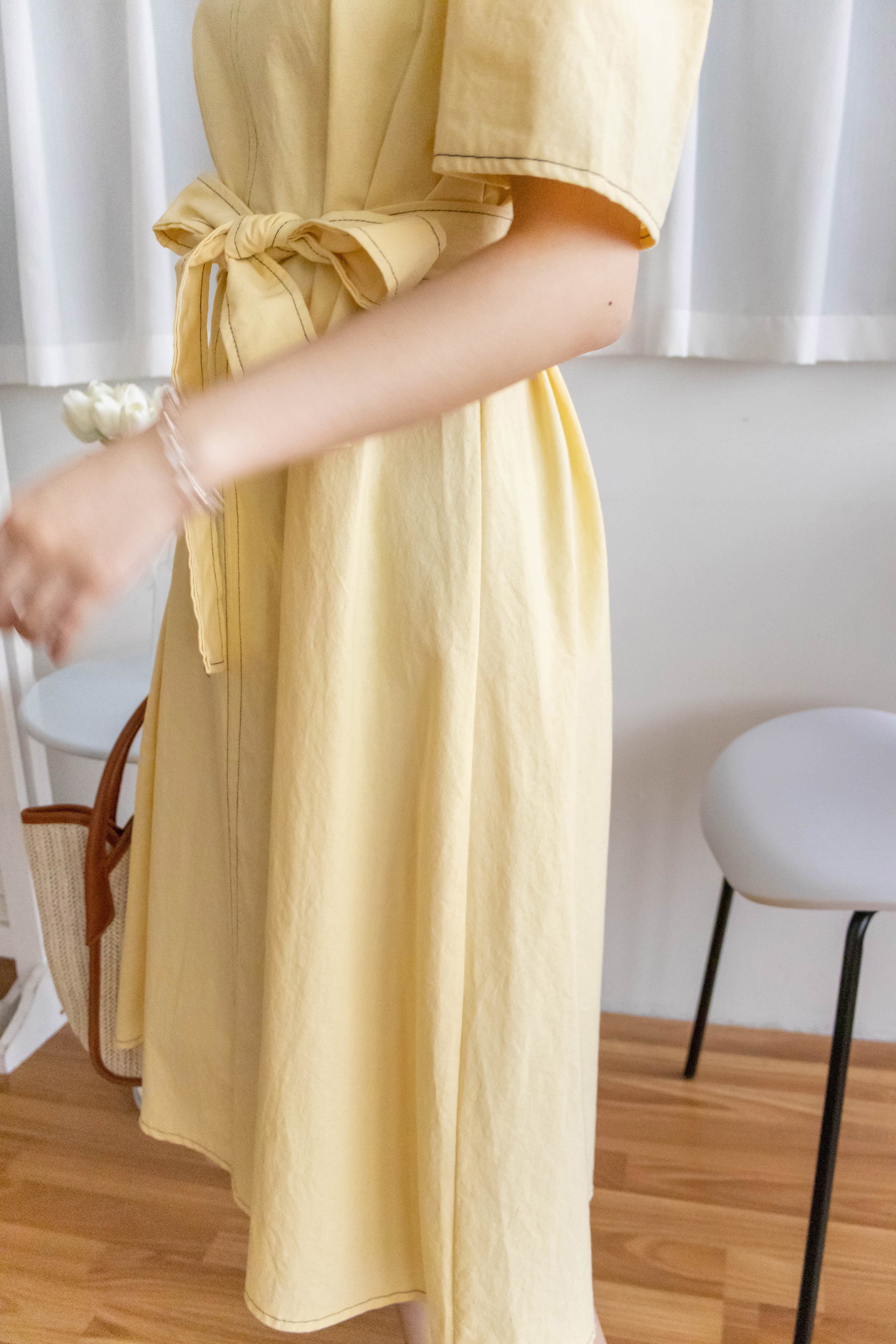 Navy Belle 沿邊車線腰身車褶顯瘦連身裙, Dress/ DS9265 (Navy Sold Out)