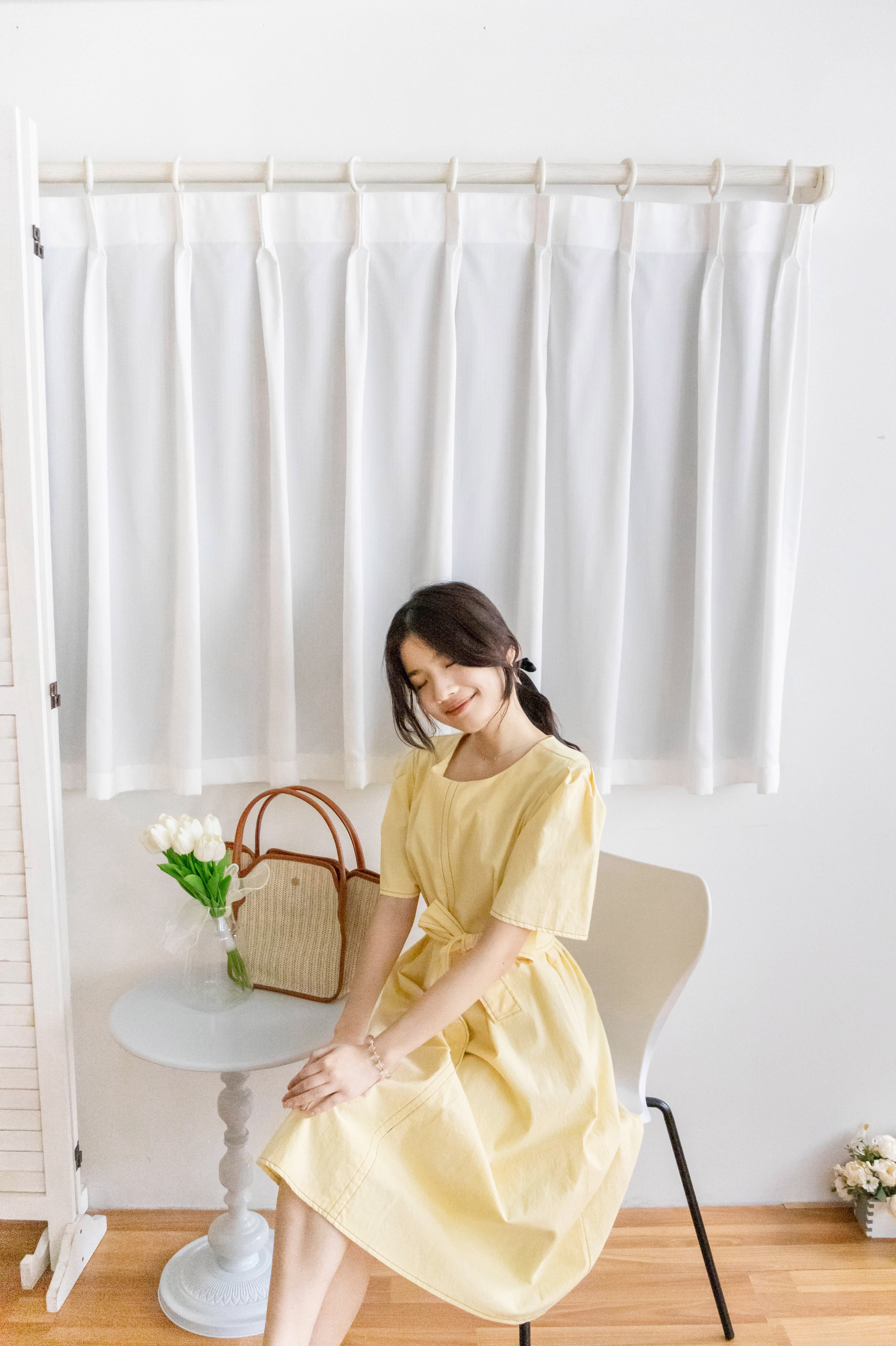 Navy Belle 沿邊車線腰身車褶顯瘦連身裙, Dress/ DS9265 (Navy Sold Out)