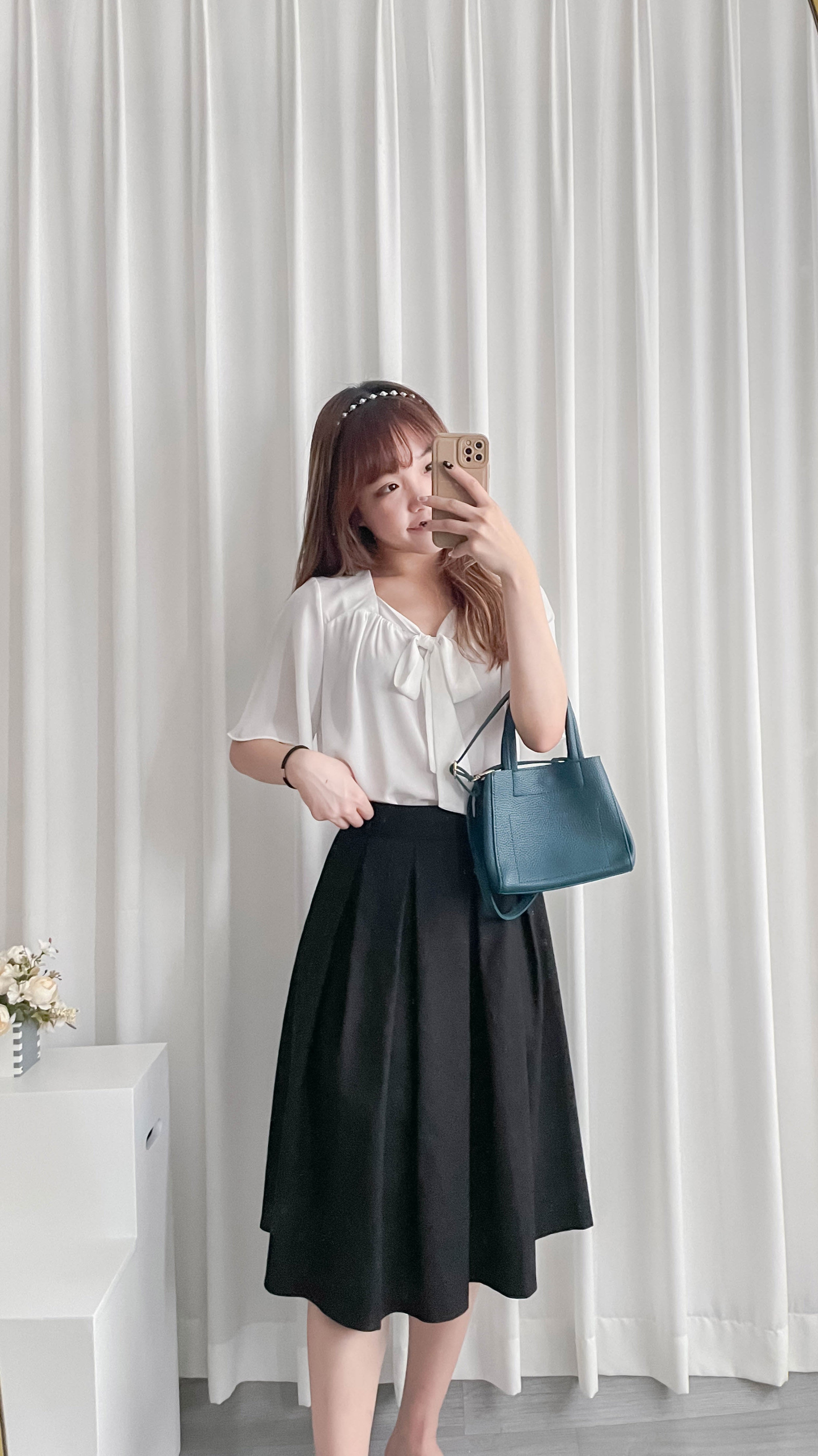 Pleated Midi 百搭純色內百褶中長裙, Skirt/ SK8737