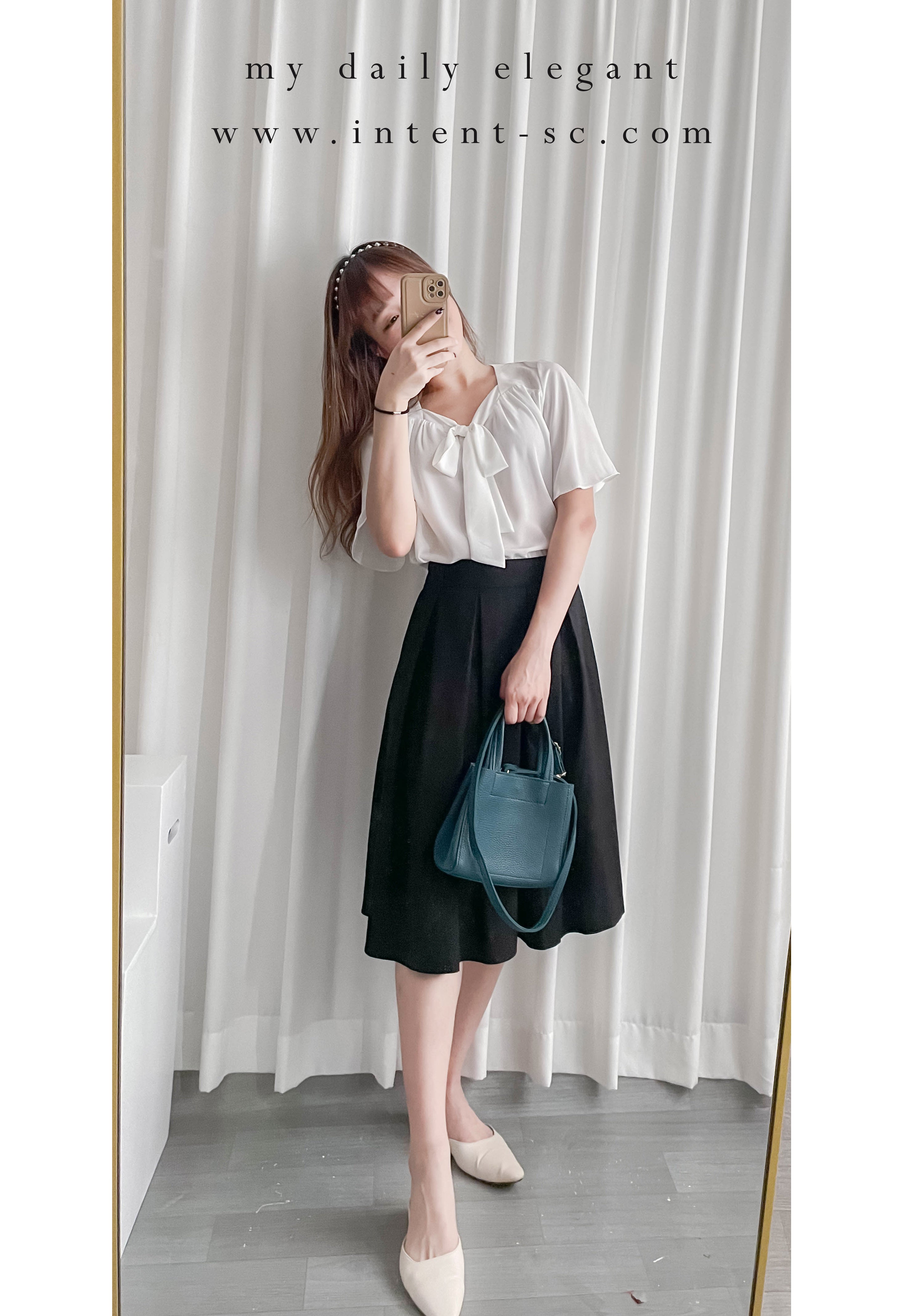 Pleated Midi 百搭純色內百褶中長裙, Skirt/ SK8737