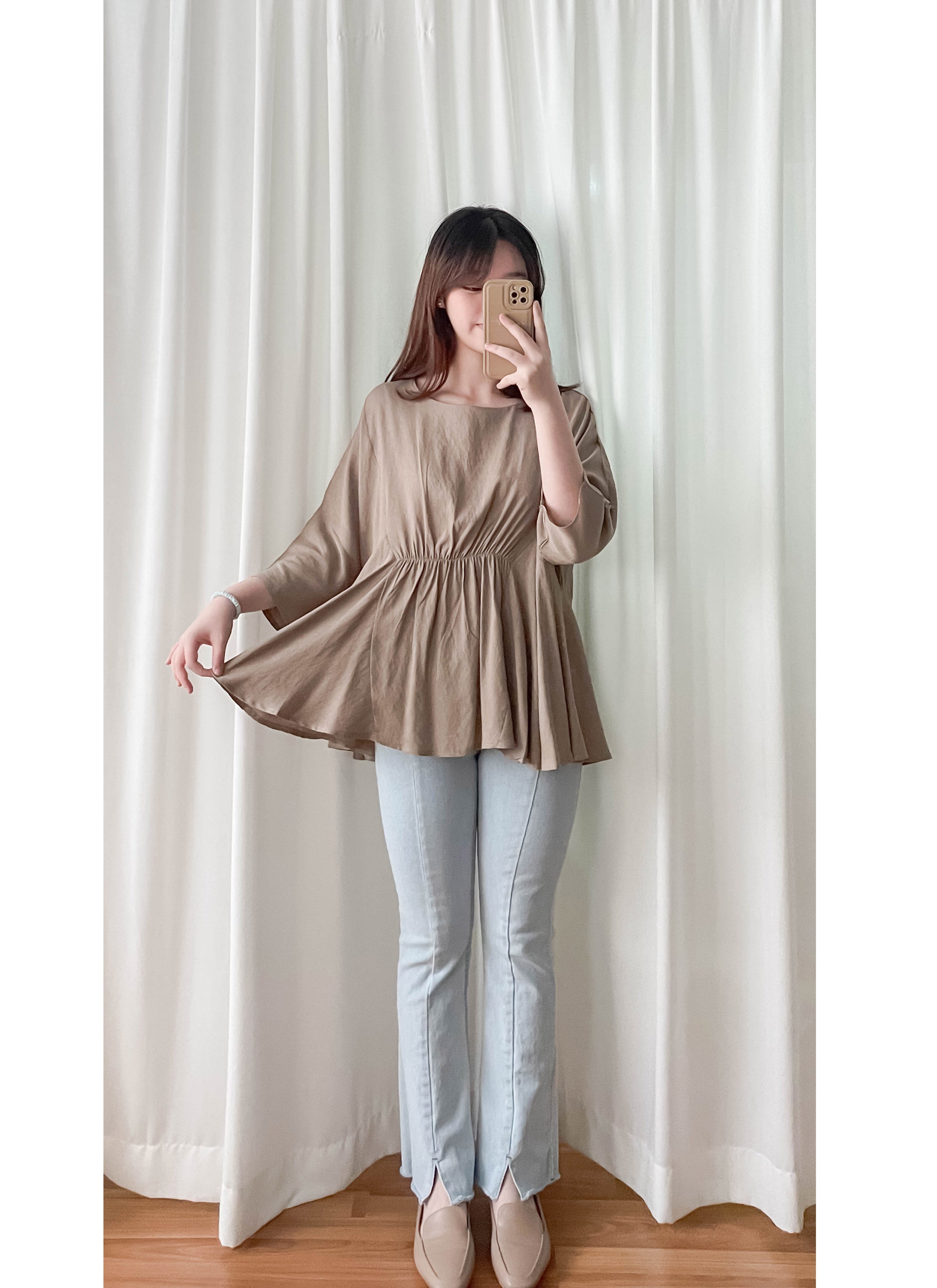 Sandra 飄飄衣身前橡筋皺褶上衣, Top/ BU8963