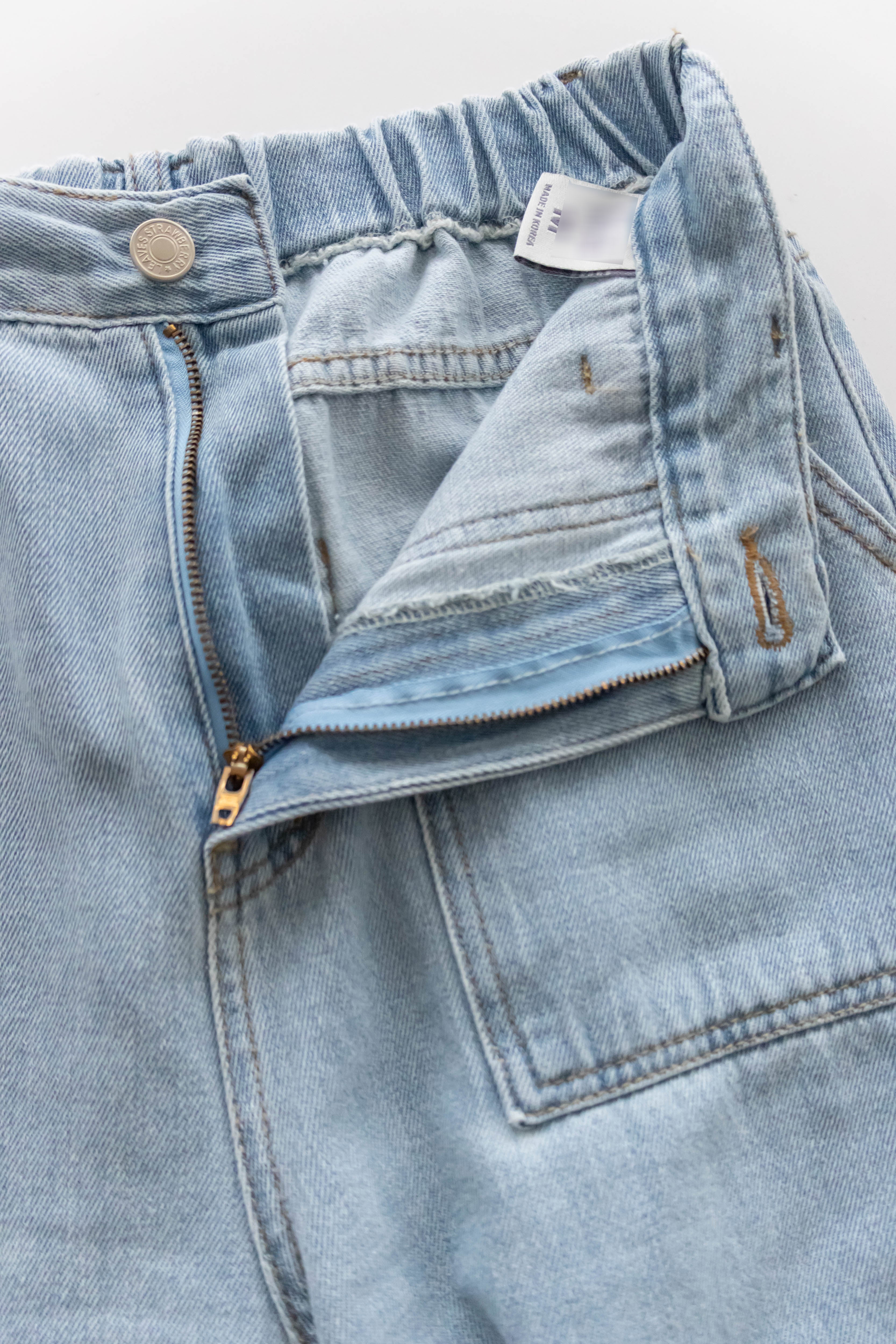 Tassel 輕身淺藍大口袋流蘇牛仔褲, Jeans/ PT8392