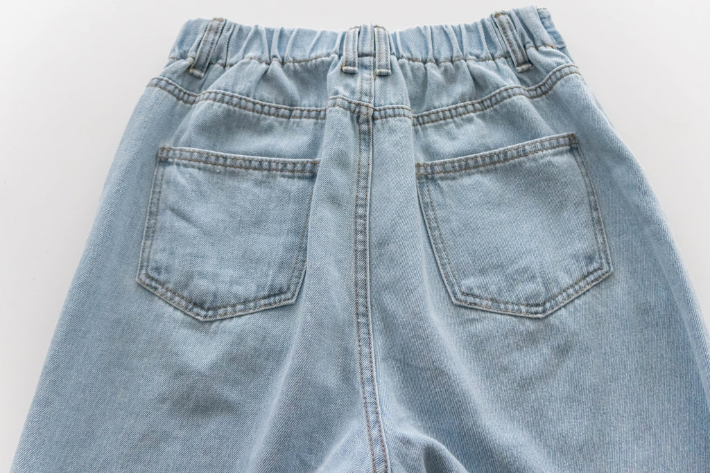 Tassel 輕身淺藍大口袋流蘇牛仔褲, Jeans/ PT8392