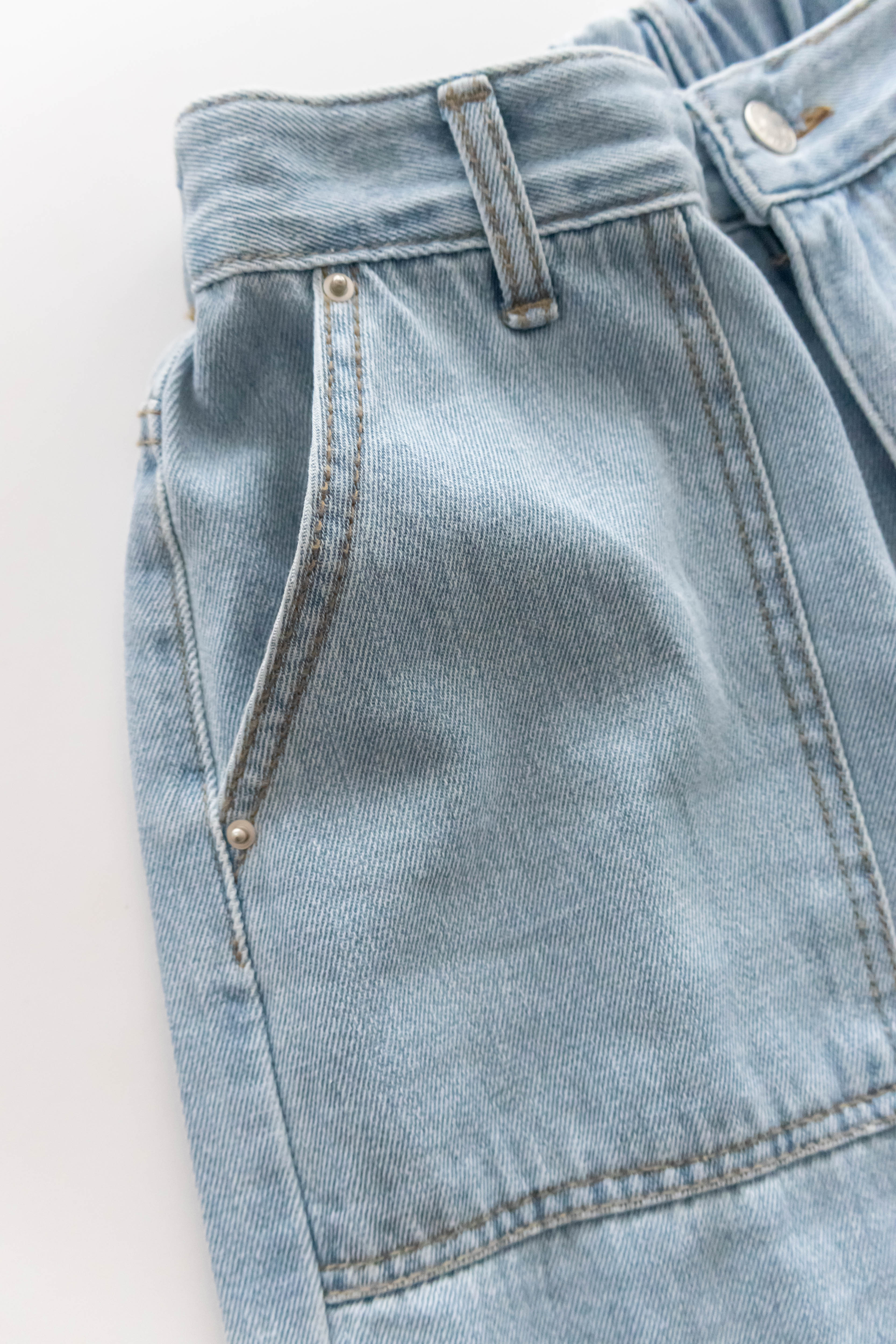 Tassel 輕身淺藍大口袋流蘇牛仔褲, Jeans/ PT8392