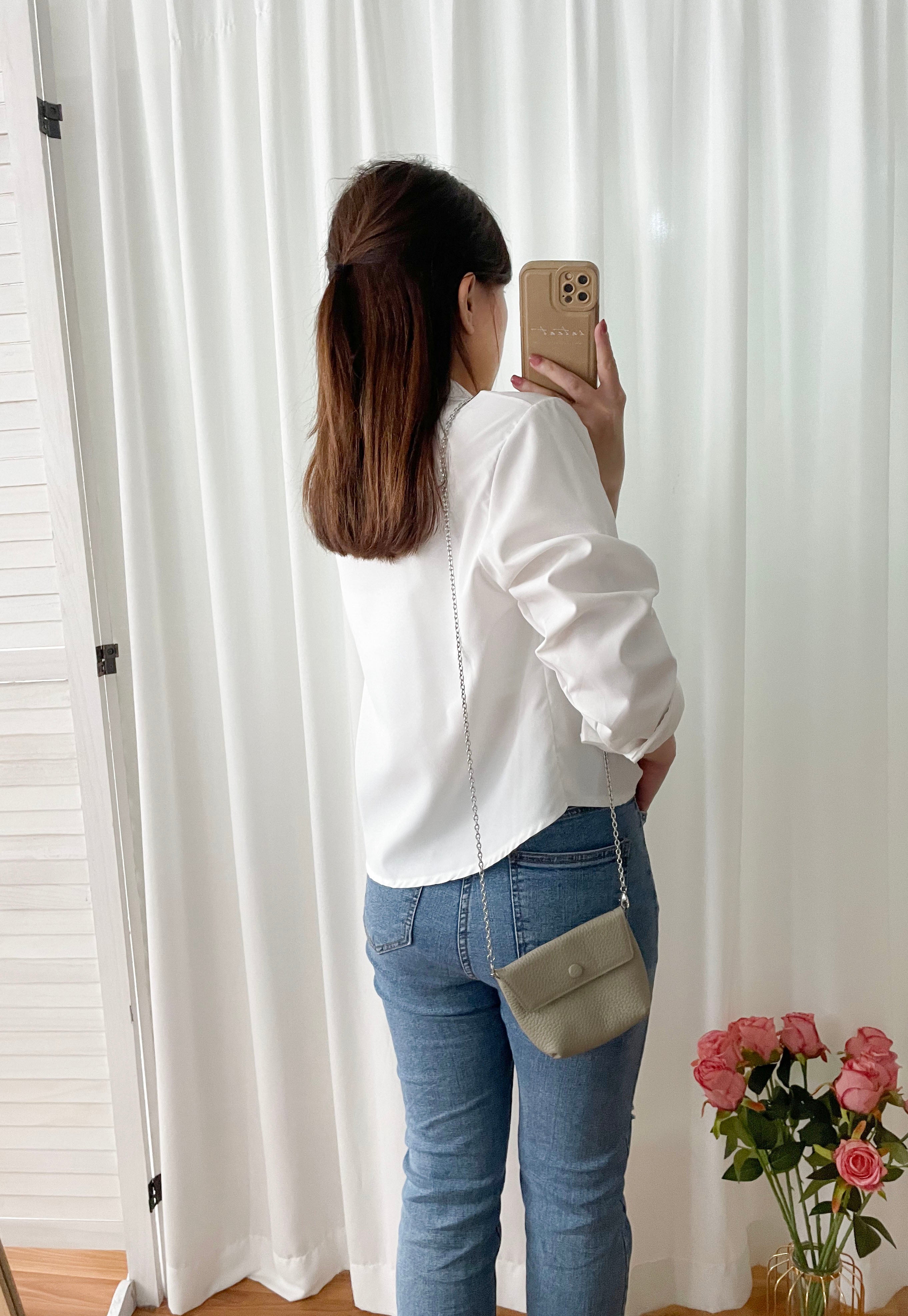 Neat Feminine 不易皺白色弧形衣尾百搭恤衫, Shirt / BU8966
