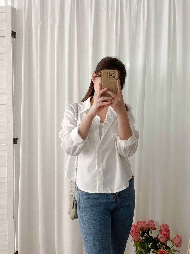 Neat Feminine 不易皺白色弧形衣尾百搭恤衫, Shirt / BU8966