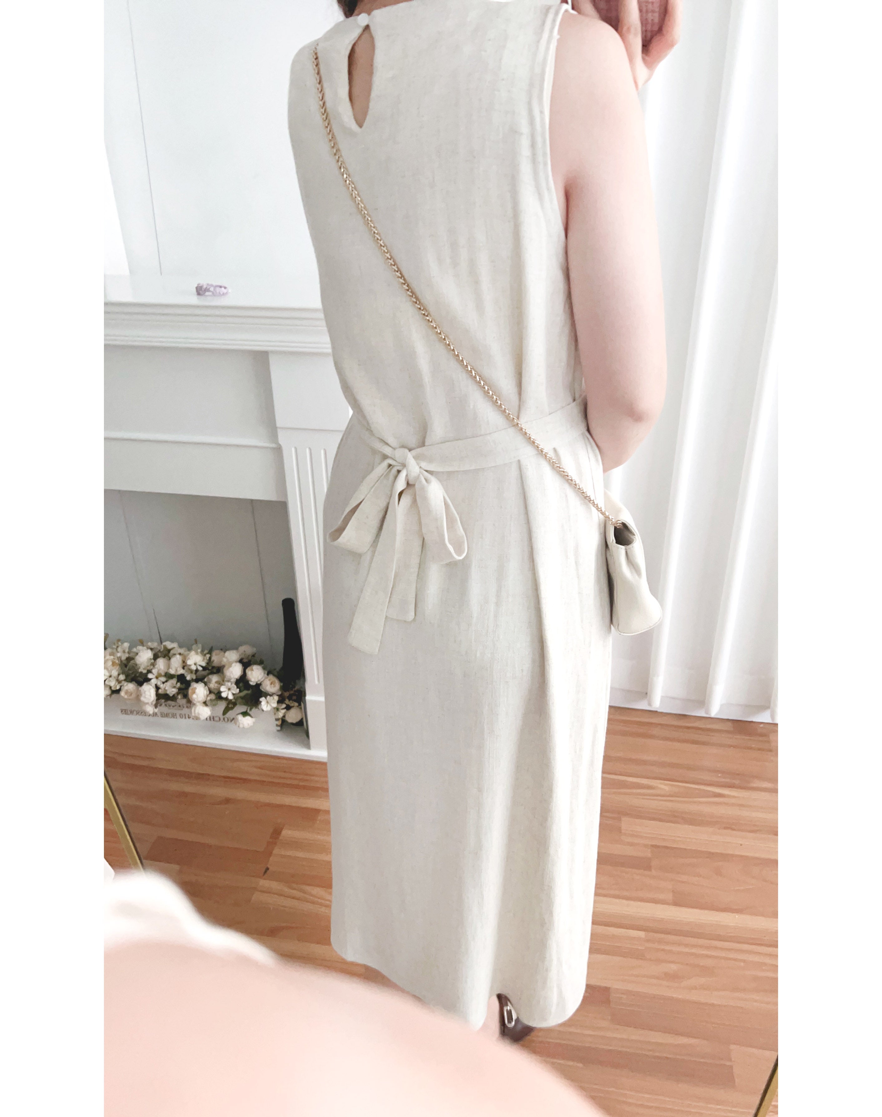 Square Collar 棉麻文青仙氣淺方領修腰, Dress/ DS9301 (湖水綠 MediumAquamarine sold out)