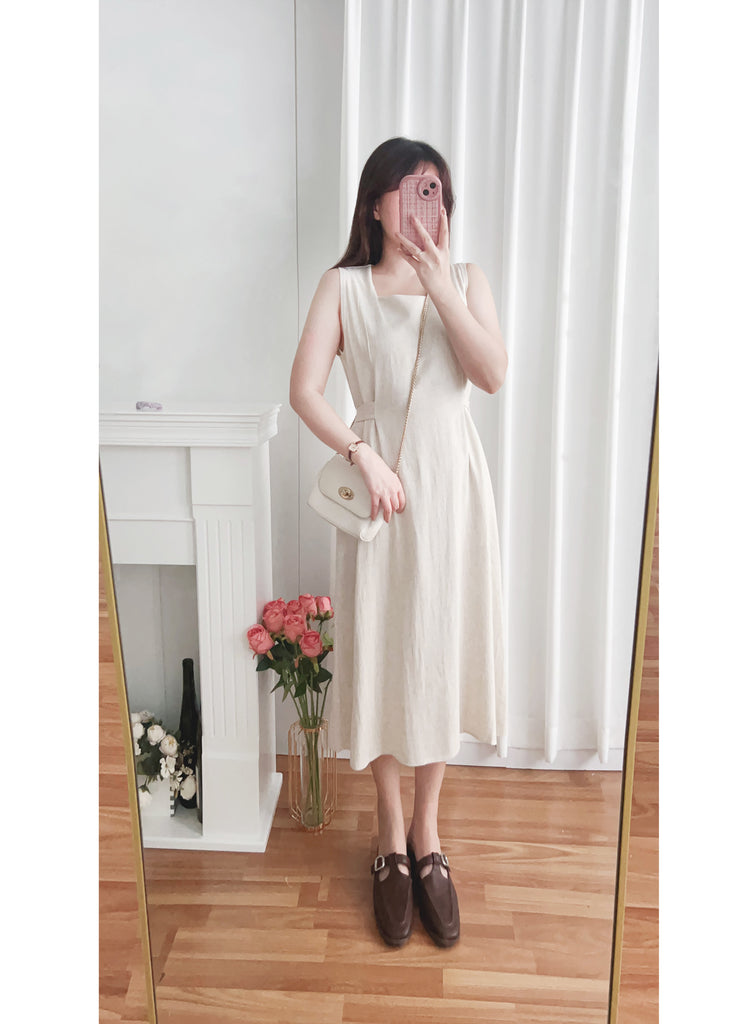 Square Collar 棉麻文青仙氣淺方領修腰, Dress/ DS9301 (湖水綠 MediumAquamarine sold out)