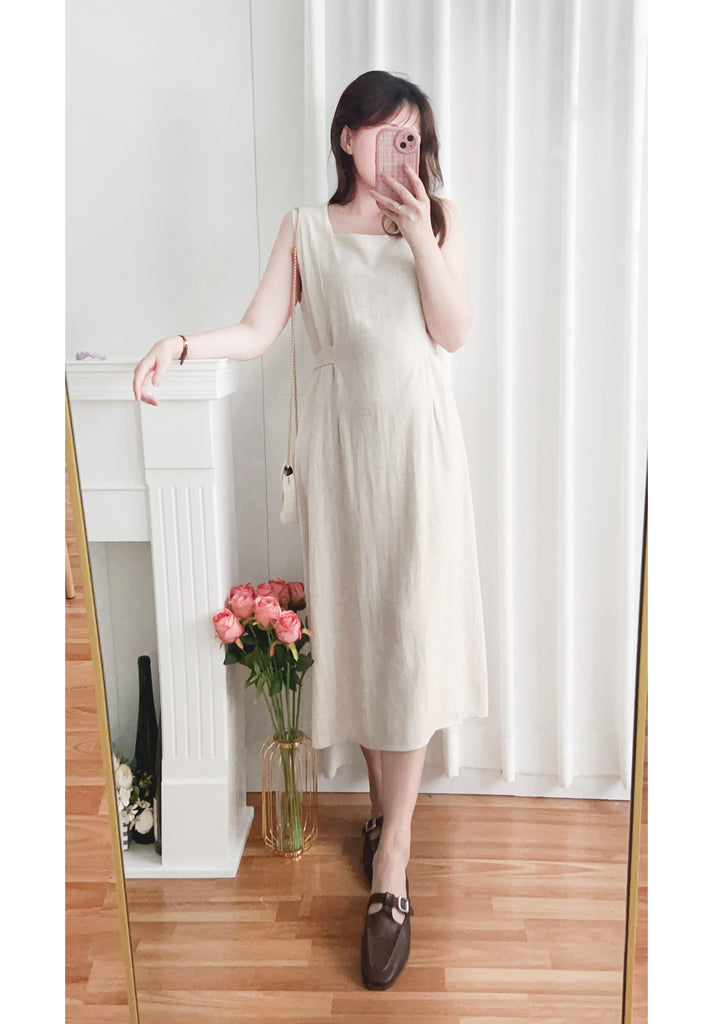 Square Collar 棉麻文青仙氣淺方領修腰, Dress/ DS9301 (湖水綠 MediumAquamarine sold out)