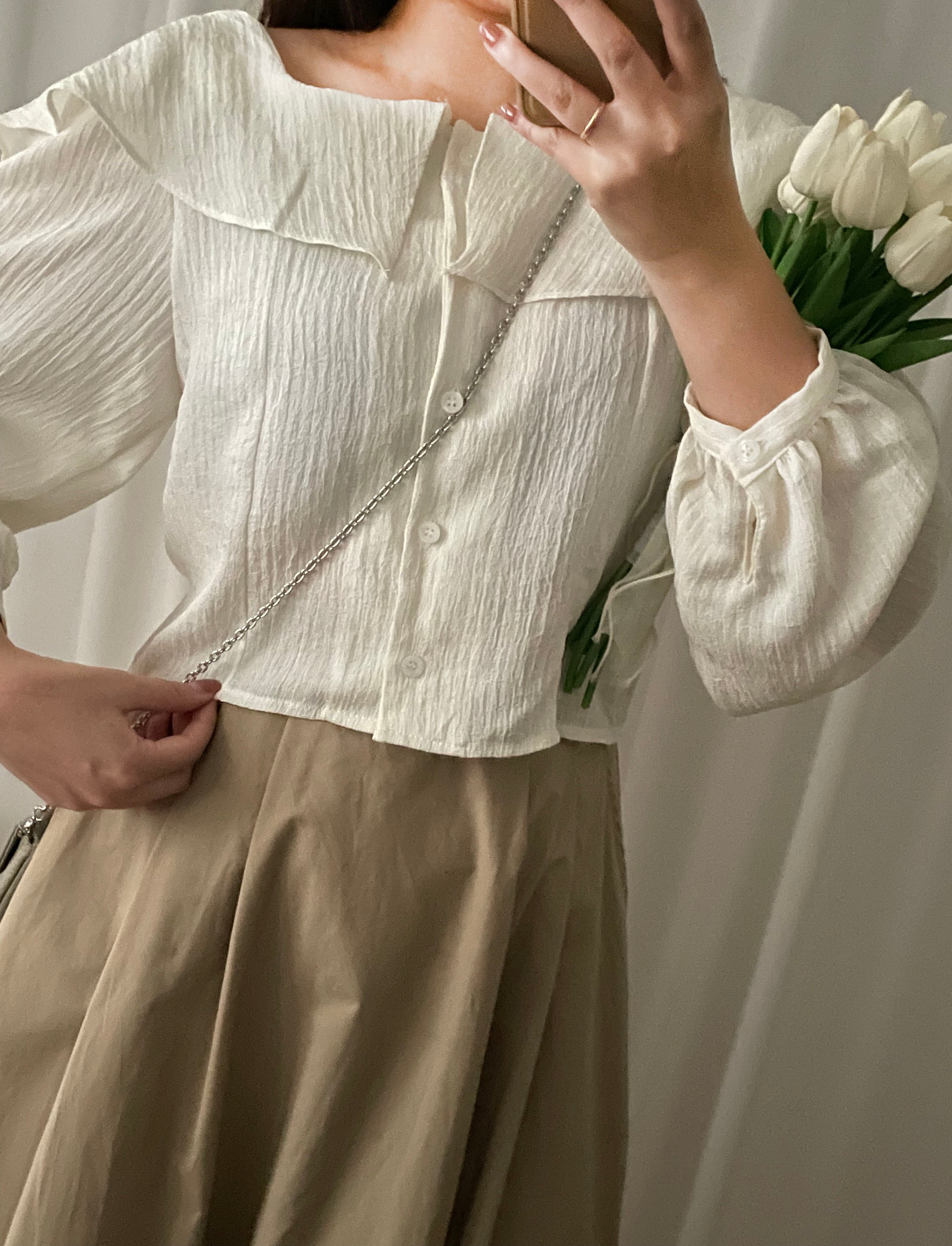 Wonderland 方領荷葉領口飄逸上衣, Blouse/ BU8969