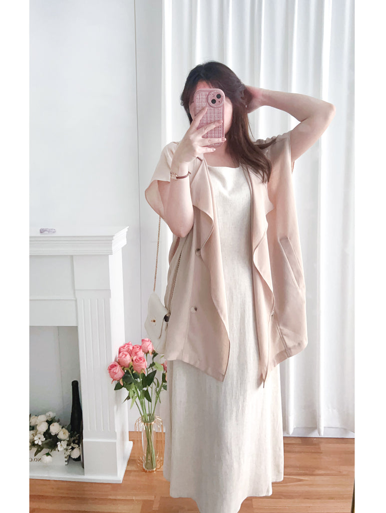 Square Collar 棉麻文青仙氣淺方領修腰, Dress/ DS9301 (湖水綠 MediumAquamarine sold out)