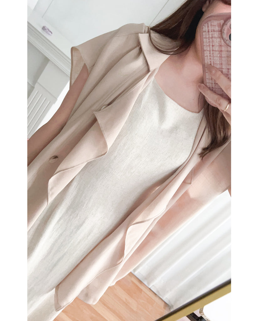 Chiffon 杏色垂感雙排鈕雪紡, Blazer/ CD8119