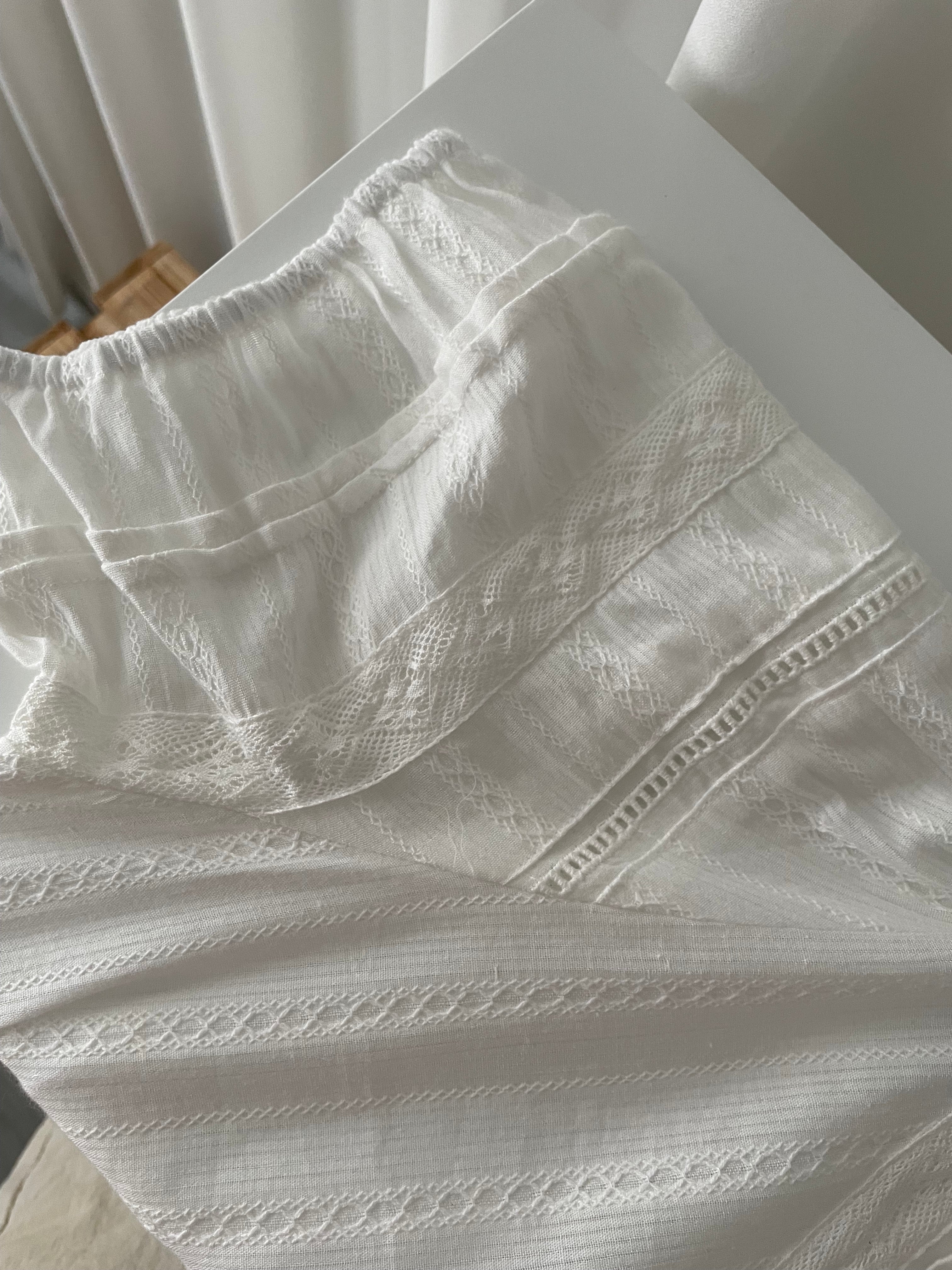 Ethnic Pattern 白色通花流蘇領口飄逸多層, Dress(售完即止) / DS9317