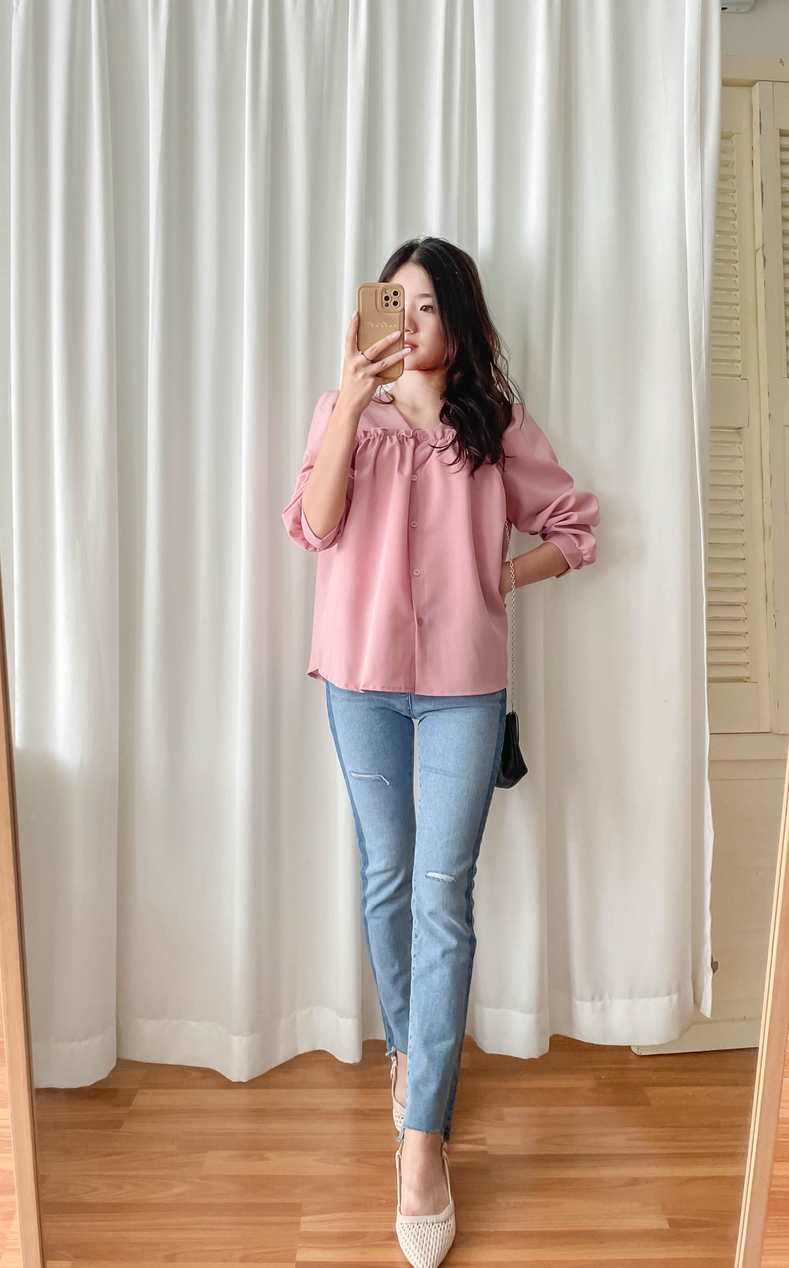 !Limited best deal! Ruffle collar 日常花邊方領口雪紡棉上衣, Blouse/ BU8971