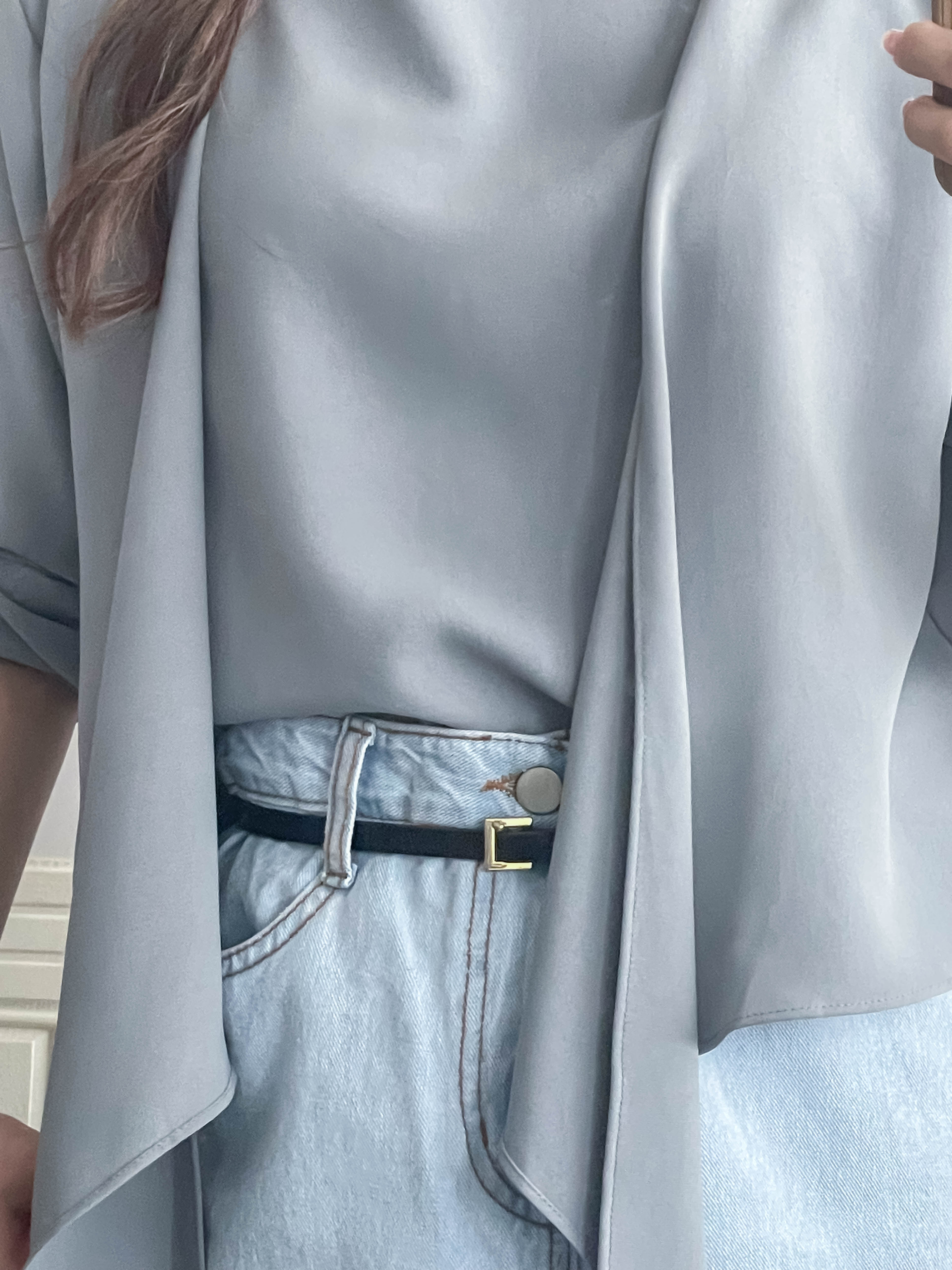 One Piece 氣質假兩件仿套裝上衣, Blouse/ BU8970 (LightSteelBlue sold out)