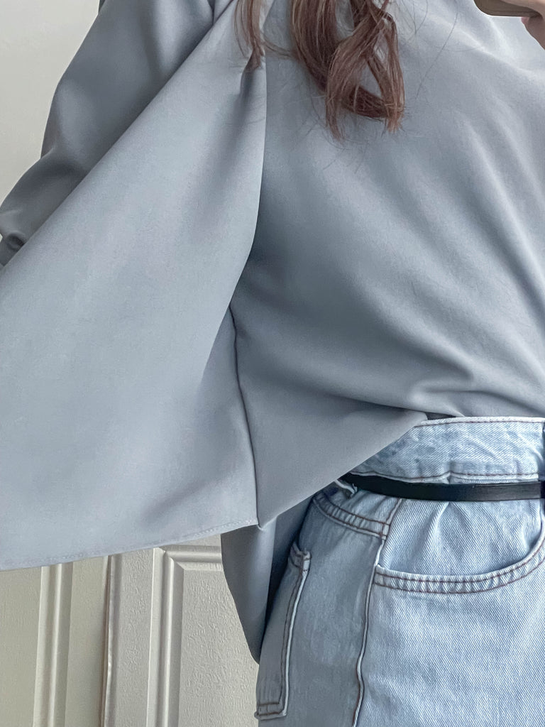 One Piece 氣質假兩件仿套裝上衣, Blouse/ BU8970 (LightSteelBlue sold out)