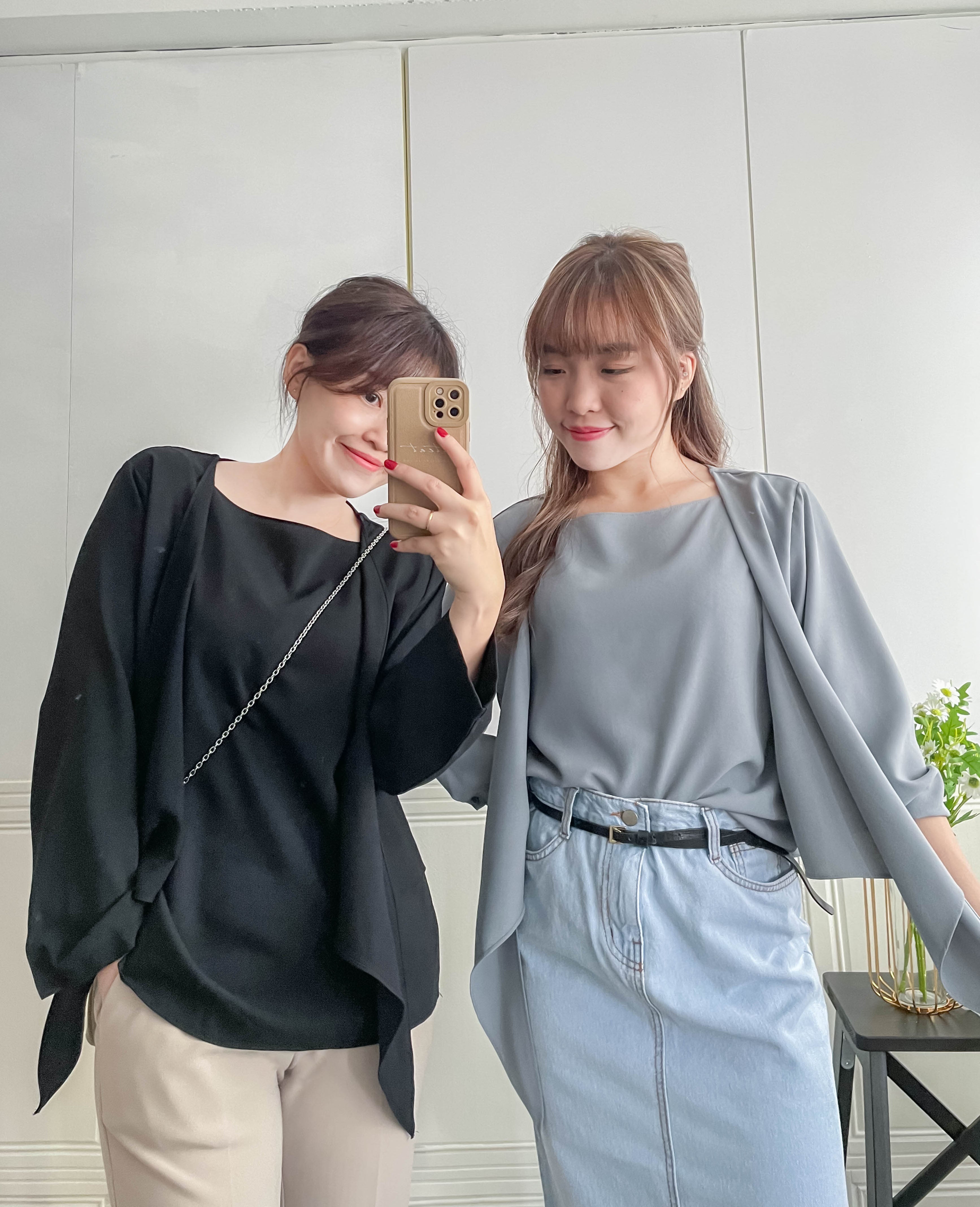 One Piece 氣質假兩件仿套裝上衣, Blouse/ BU8970 (LightSteelBlue sold out)