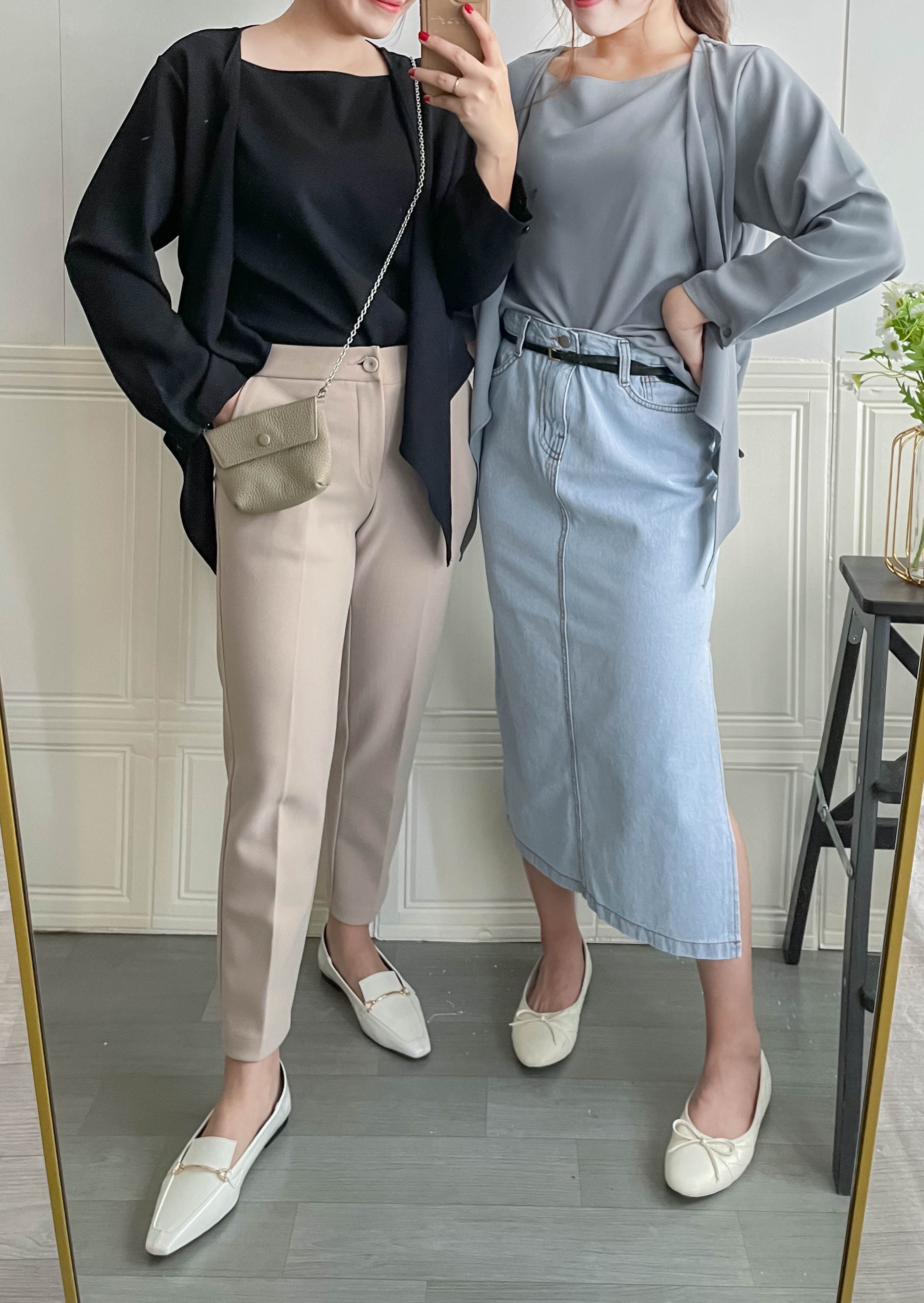 One Piece 氣質假兩件仿套裝上衣, Blouse/ BU8970 (LightSteelBlue sold out)