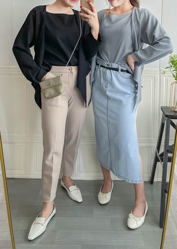 One Piece 氣質假兩件仿套裝上衣, Blouse/ BU8970 (LightSteelBlue sold out)