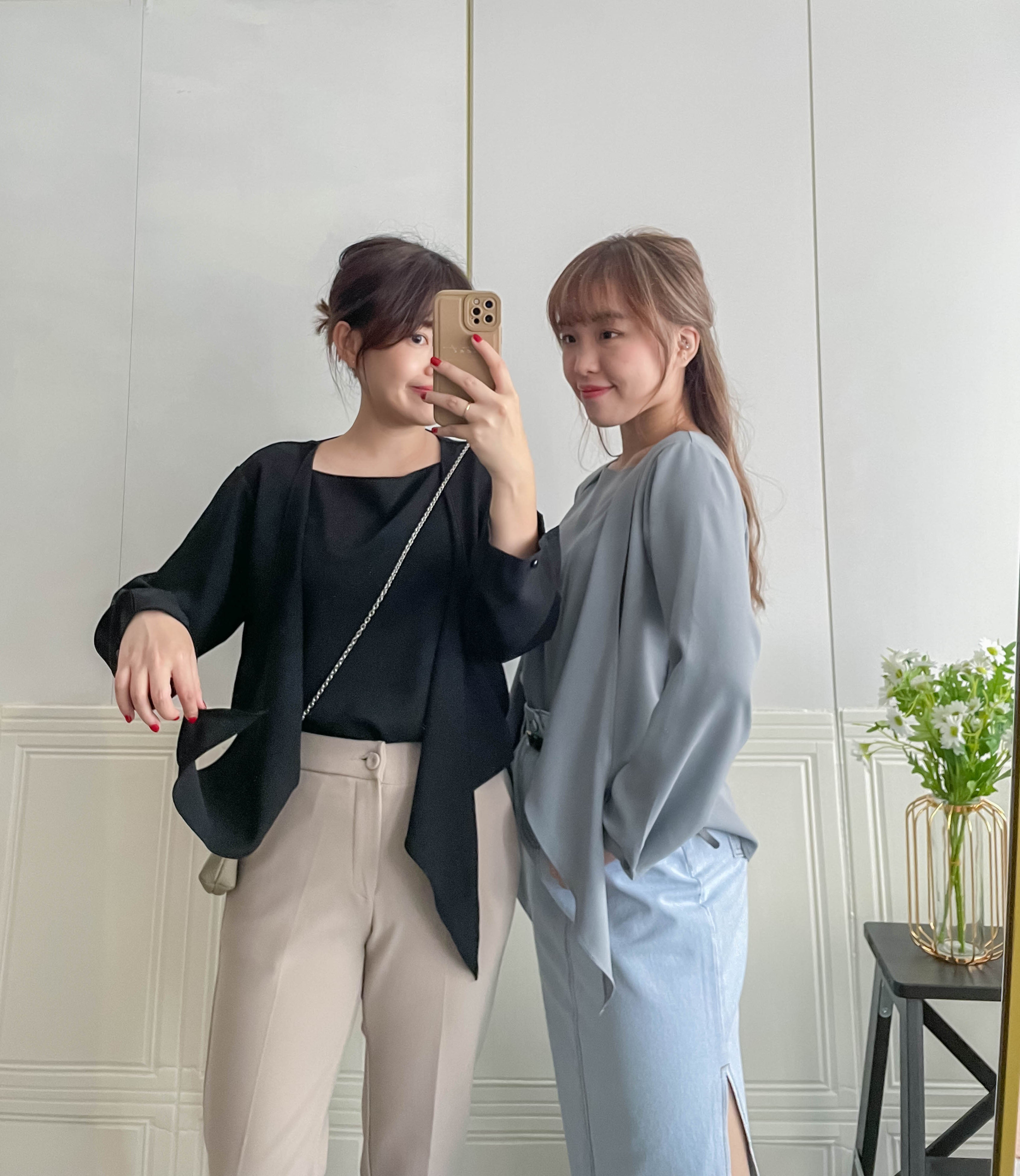 One Piece 氣質假兩件仿套裝上衣, Blouse/ BU8970 (LightSteelBlue sold out)