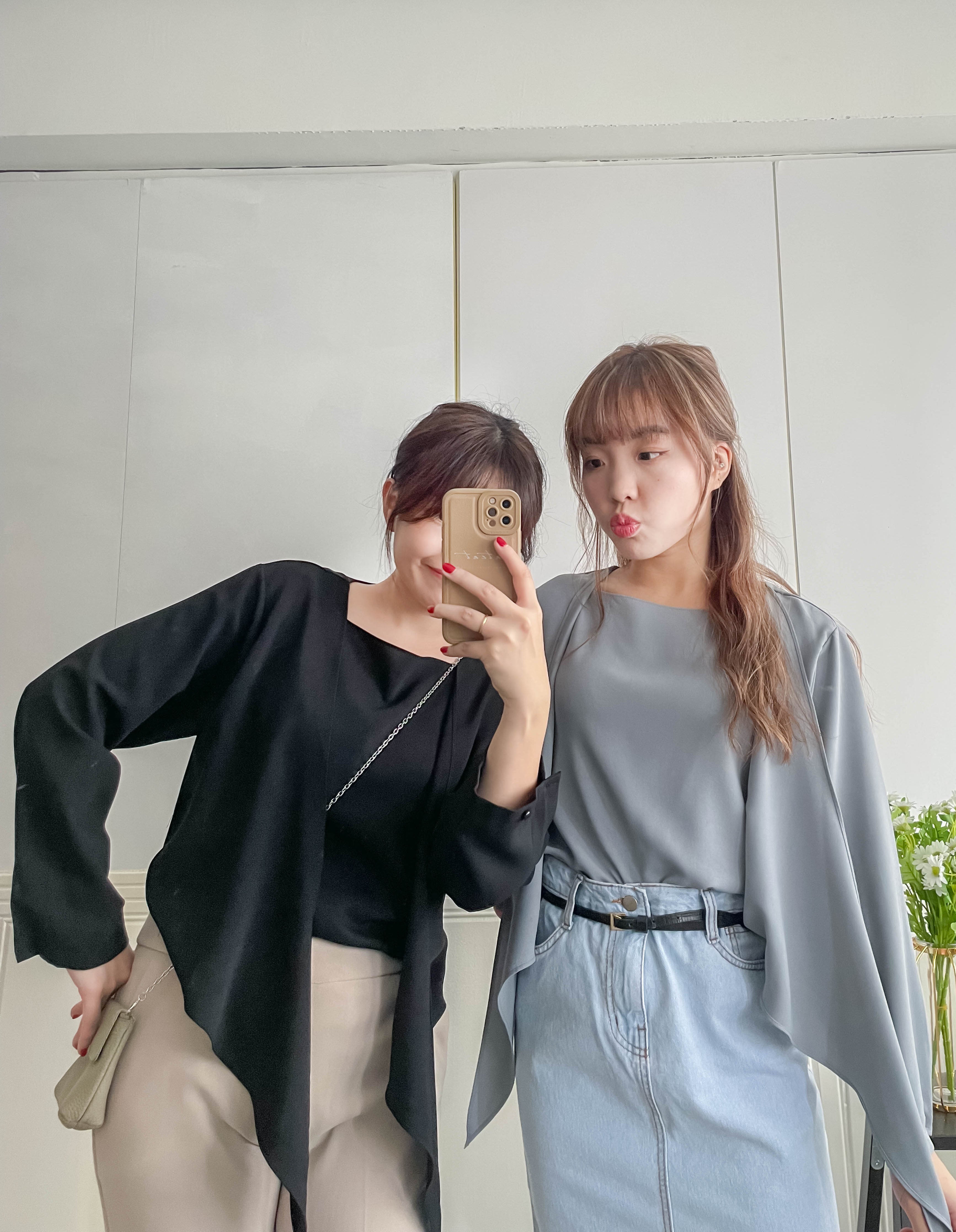 One Piece 氣質假兩件仿套裝上衣, Blouse/ BU8970 (LightSteelBlue sold out)