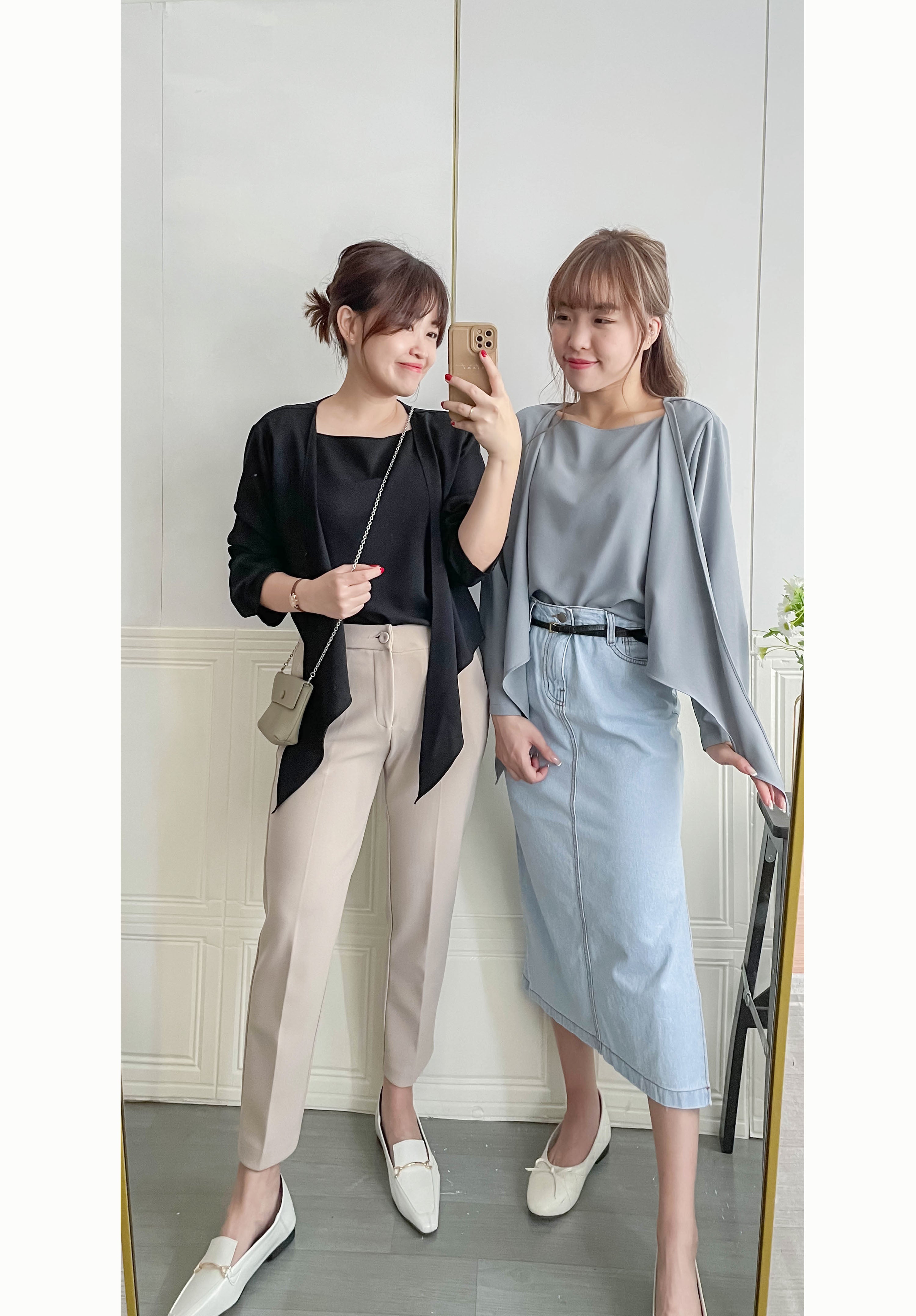 One Piece 氣質假兩件仿套裝上衣, Blouse/ BU8970 (LightSteelBlue sold out)