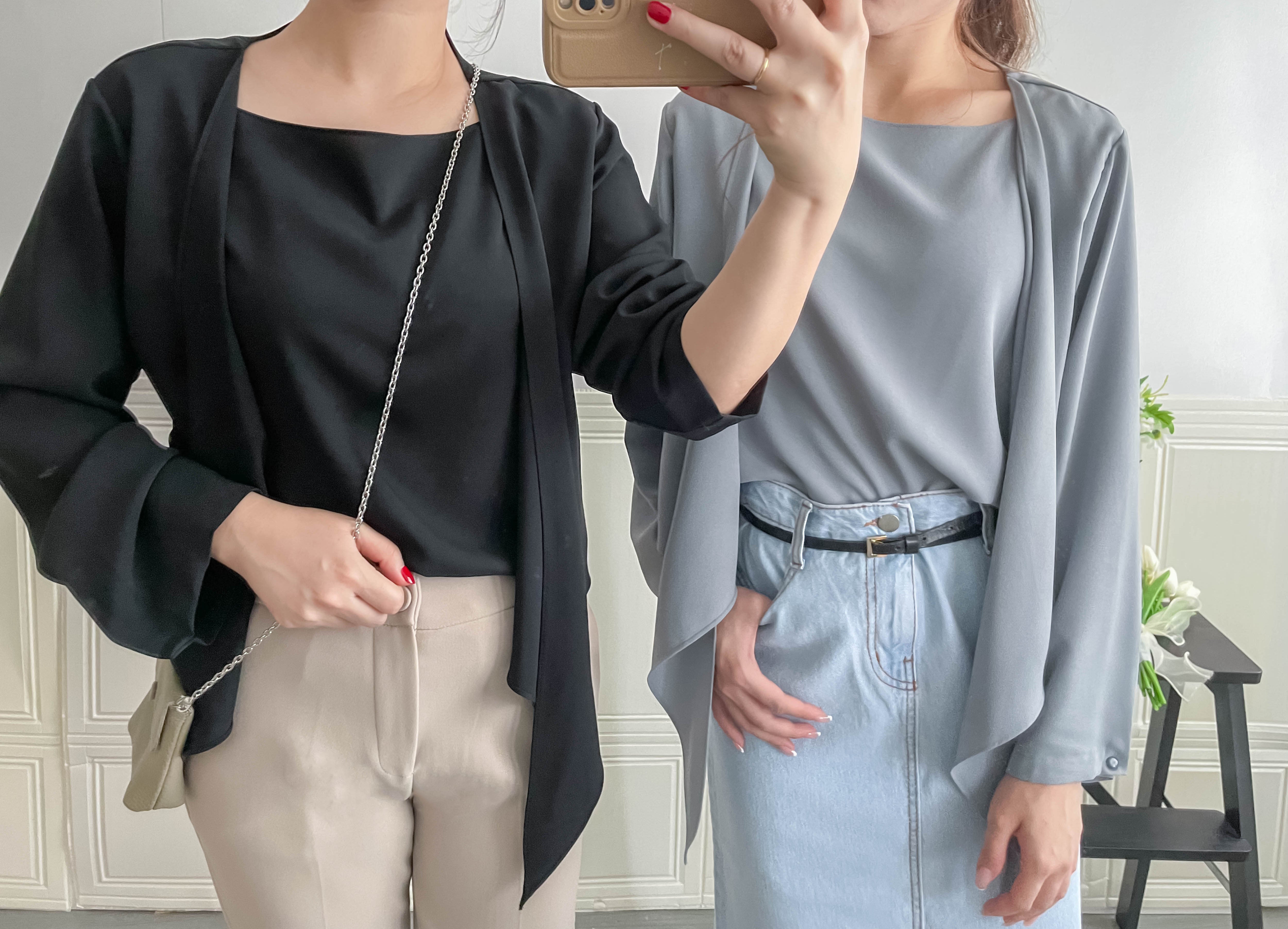 One Piece 氣質假兩件仿套裝上衣, Blouse/ BU8970 (LightSteelBlue sold out)
