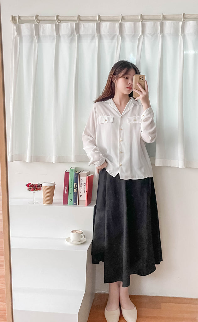 Asymmetrical 不規則口袋後橡筋傘裙, Skirt/ SK8741