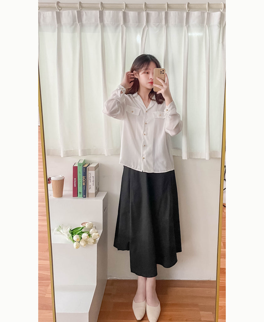 Asymmetrical 不規則口袋後橡筋傘裙, Skirt/ SK8741