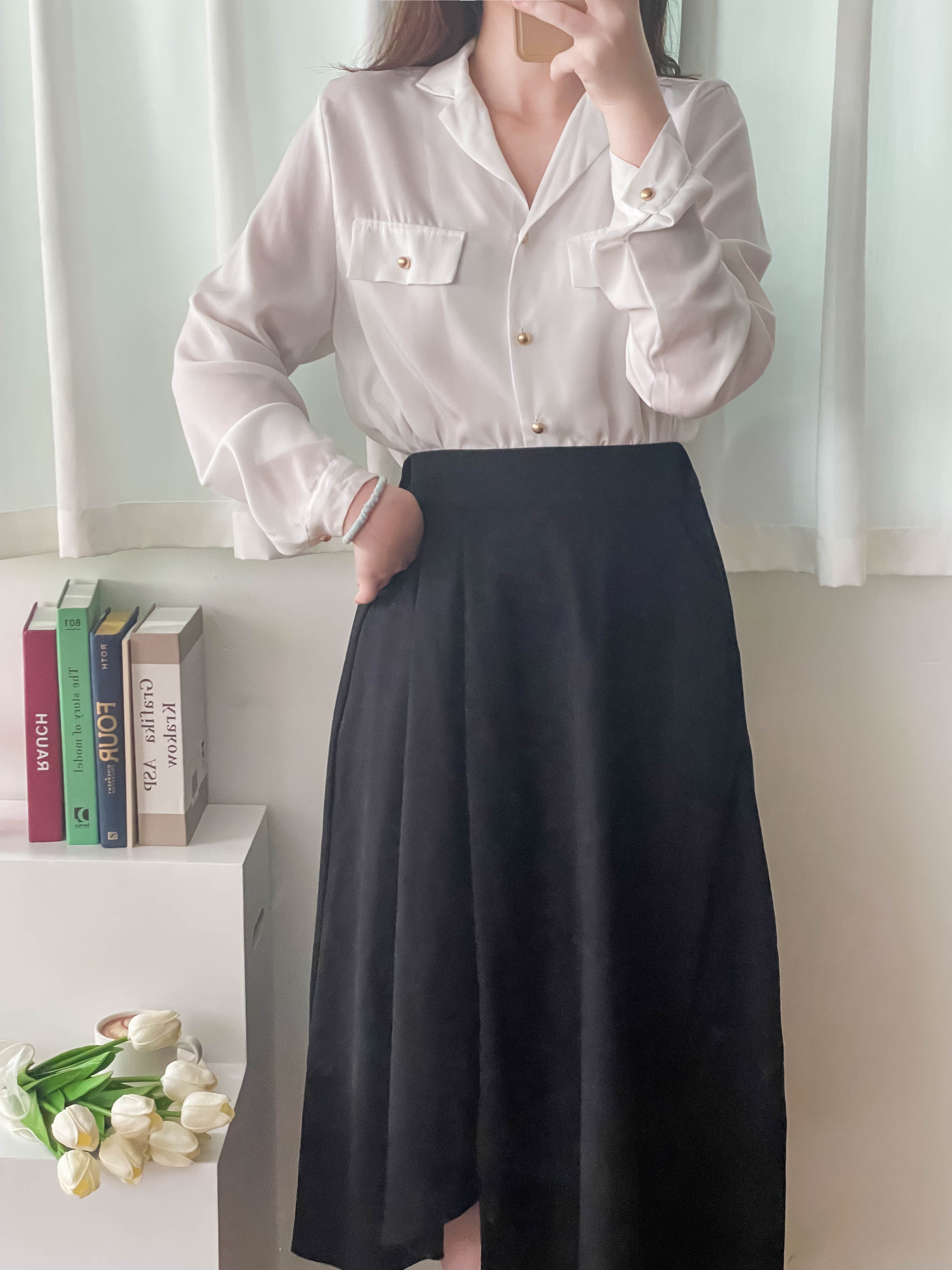 Asymmetrical 不規則口袋後橡筋傘裙, Skirt/ SK8741