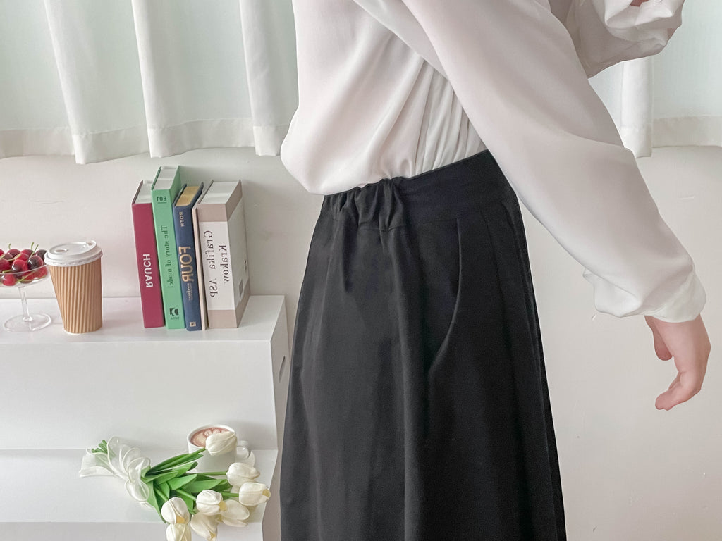 Asymmetrical 不規則口袋後橡筋傘裙, Skirt/ SK8741