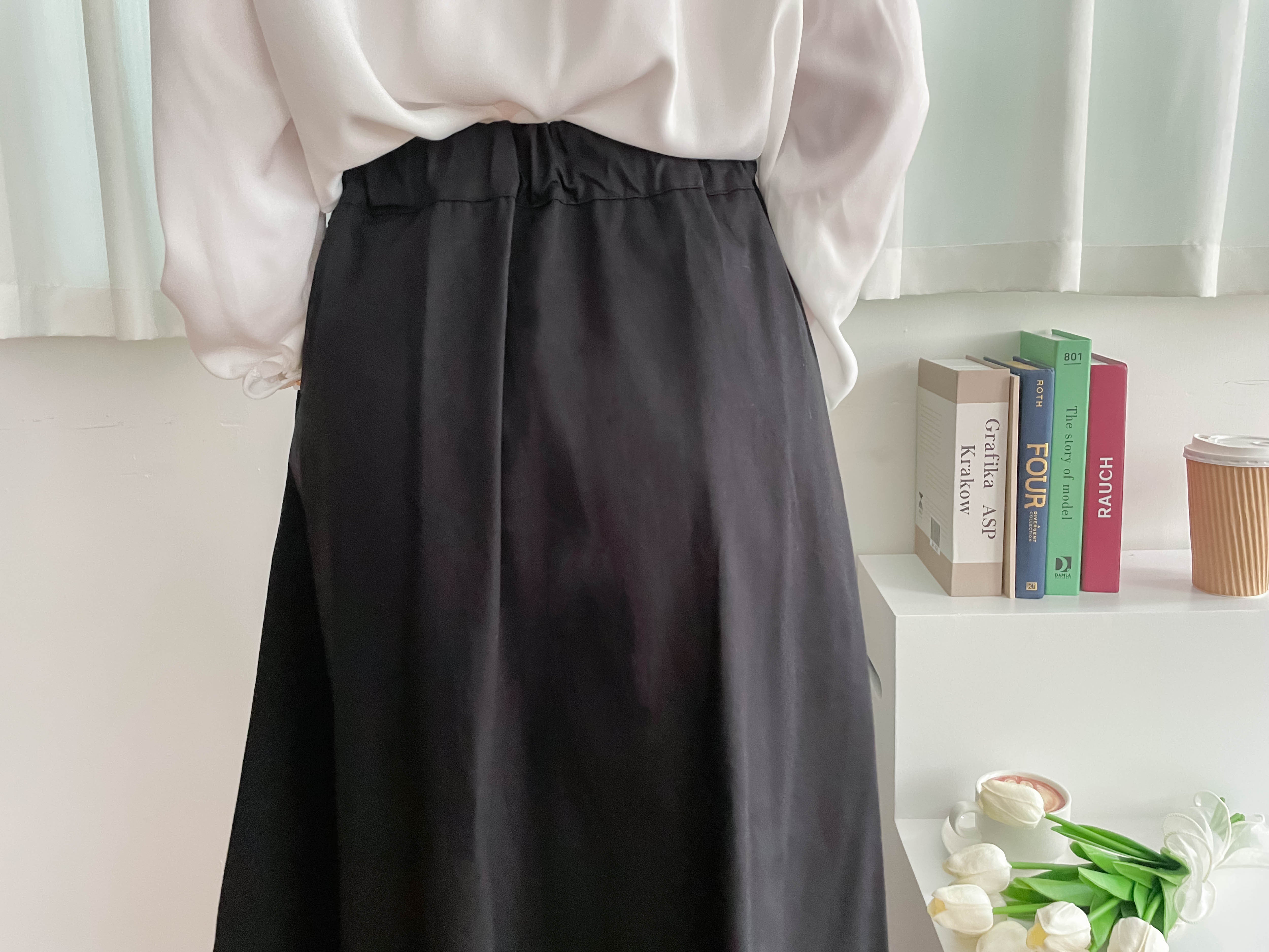 Asymmetrical 不規則口袋後橡筋傘裙, Skirt/ SK8741
