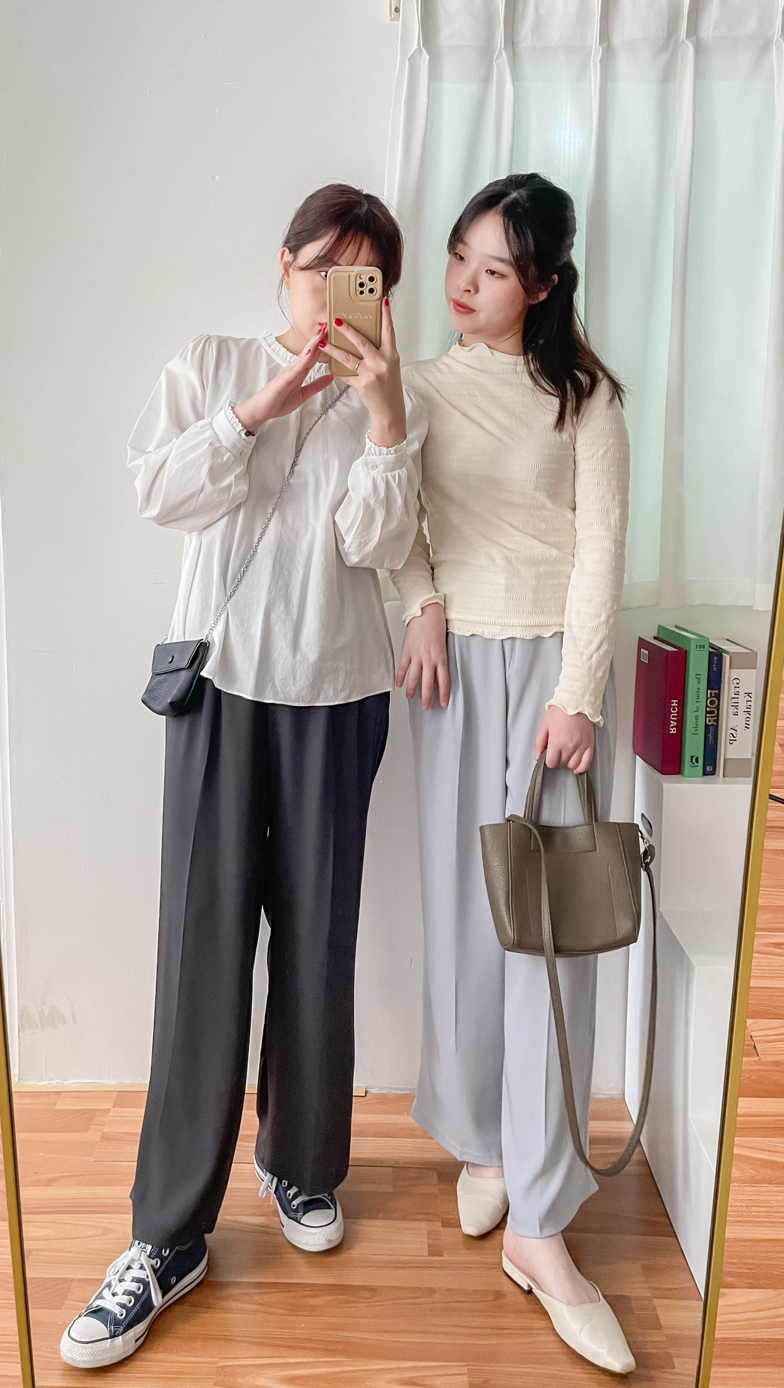 Jersey 修飾腿形100%防皺高質垂感雲石鈕闊腳褲, Pants/ PT8398 (百搭炭黑 Charcoal sold out)