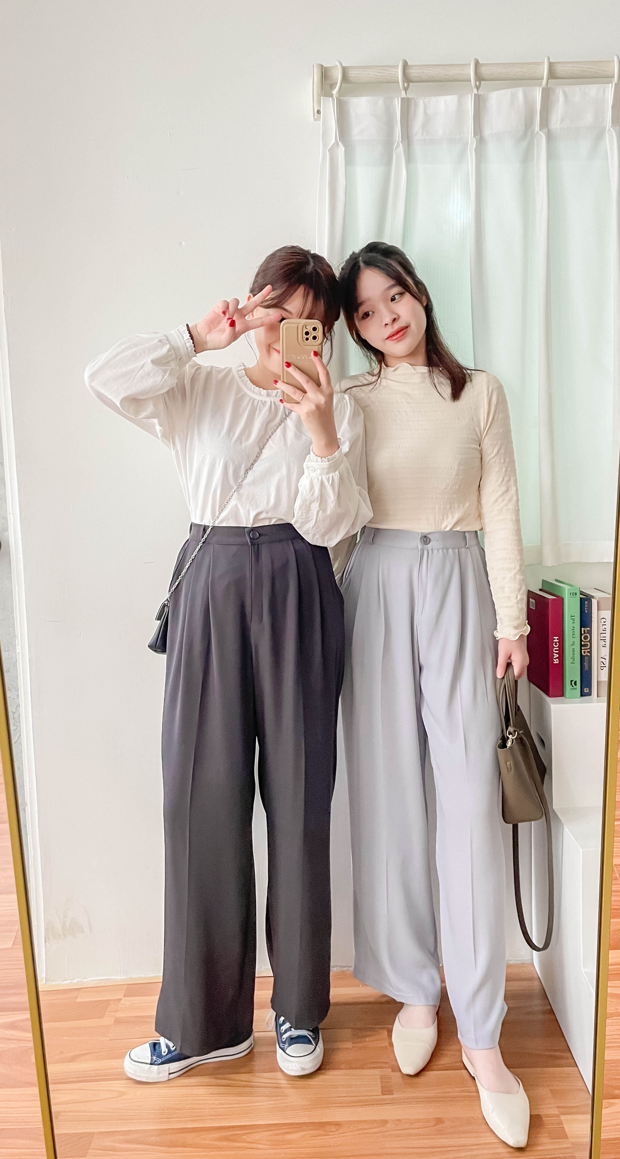 Jersey 修飾腿形100%防皺高質垂感雲石鈕闊腳褲, Pants/ PT8398 (百搭炭黑 Charcoal sold out)