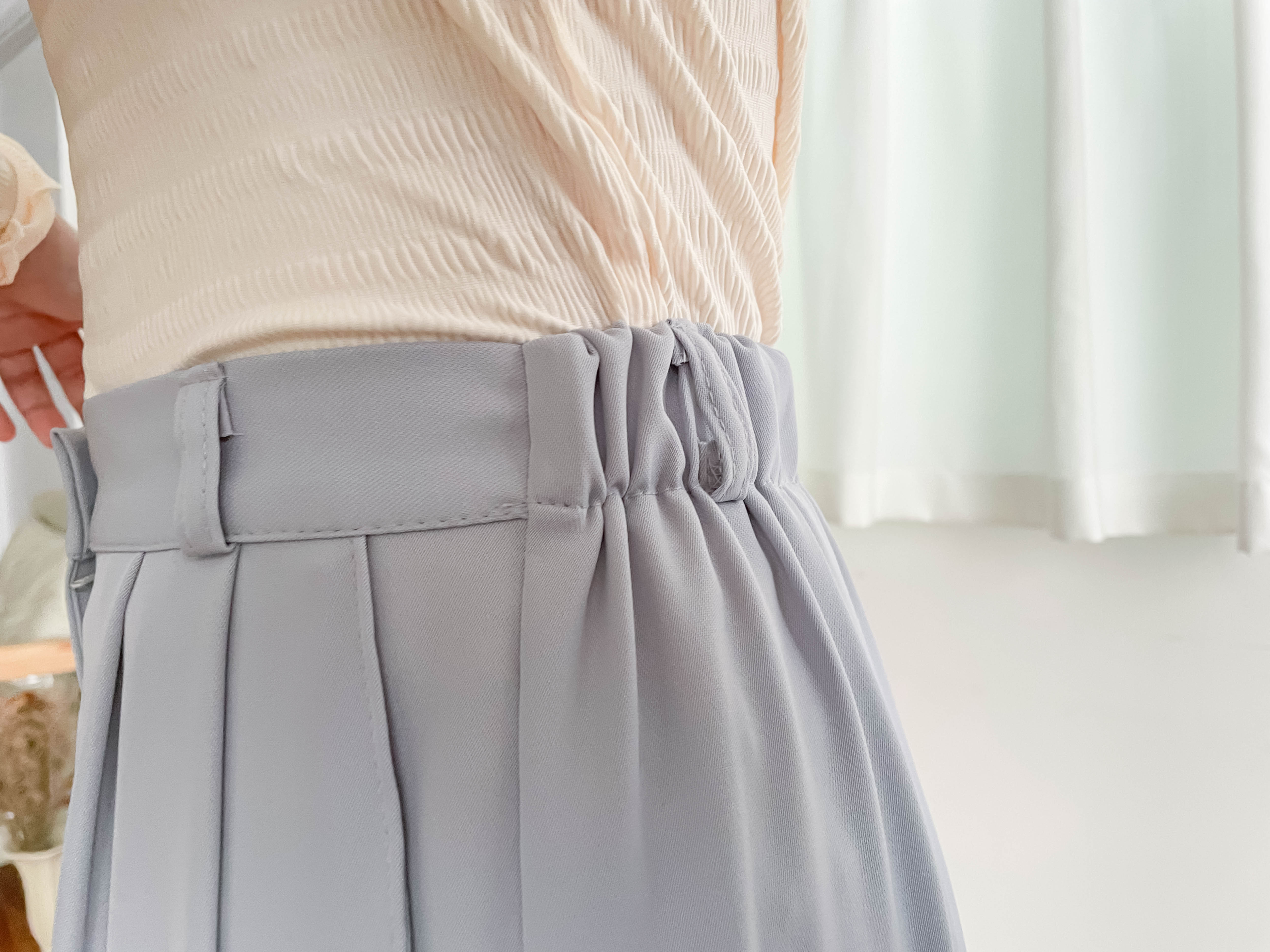 Jersey 修飾腿形100%防皺高質垂感雲石鈕闊腳褲, Pants/ PT8398 (百搭炭黑 Charcoal sold out)
