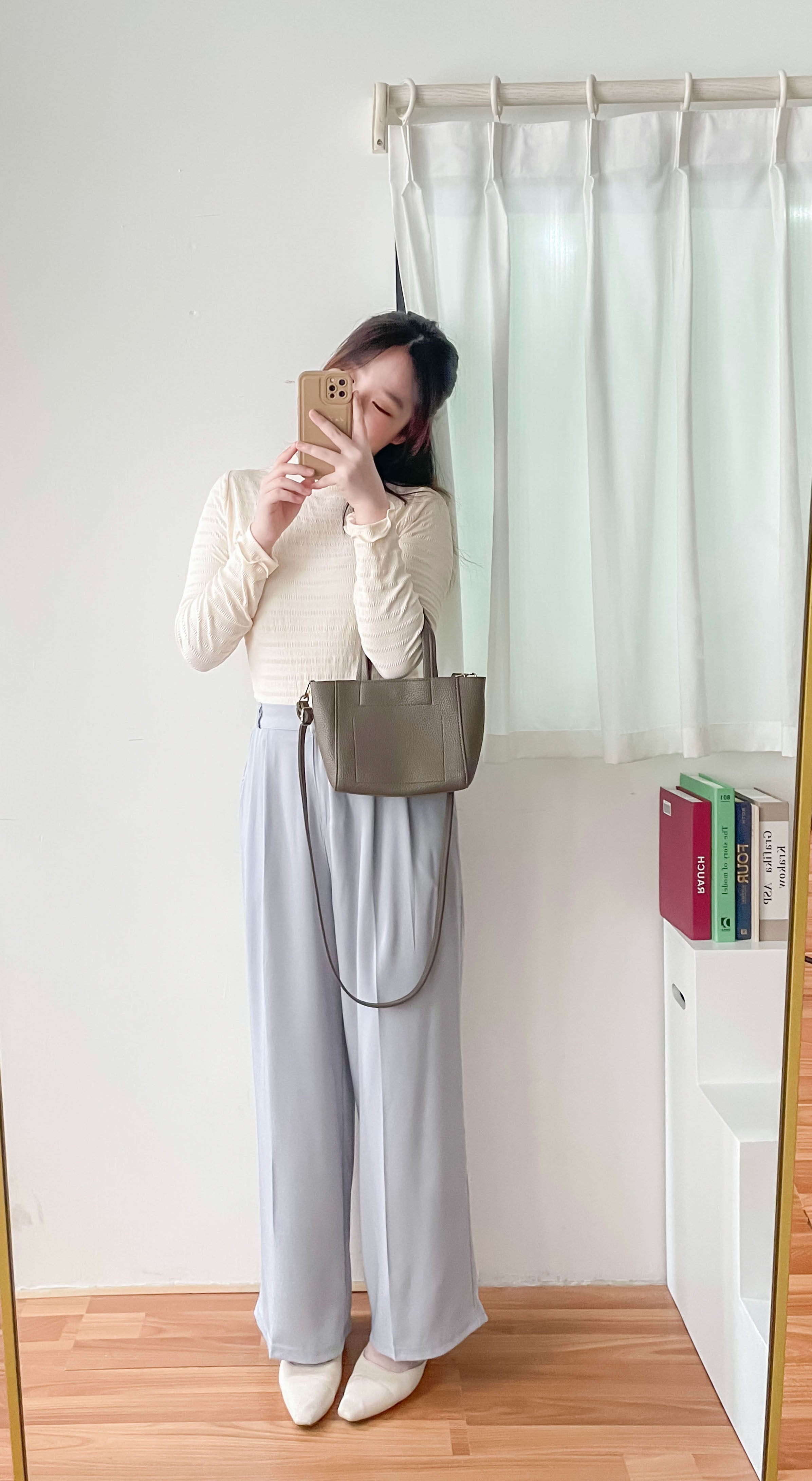 Jersey 修飾腿形100%防皺高質垂感雲石鈕闊腳褲, Pants/ PT8398 (百搭炭黑 Charcoal sold out)