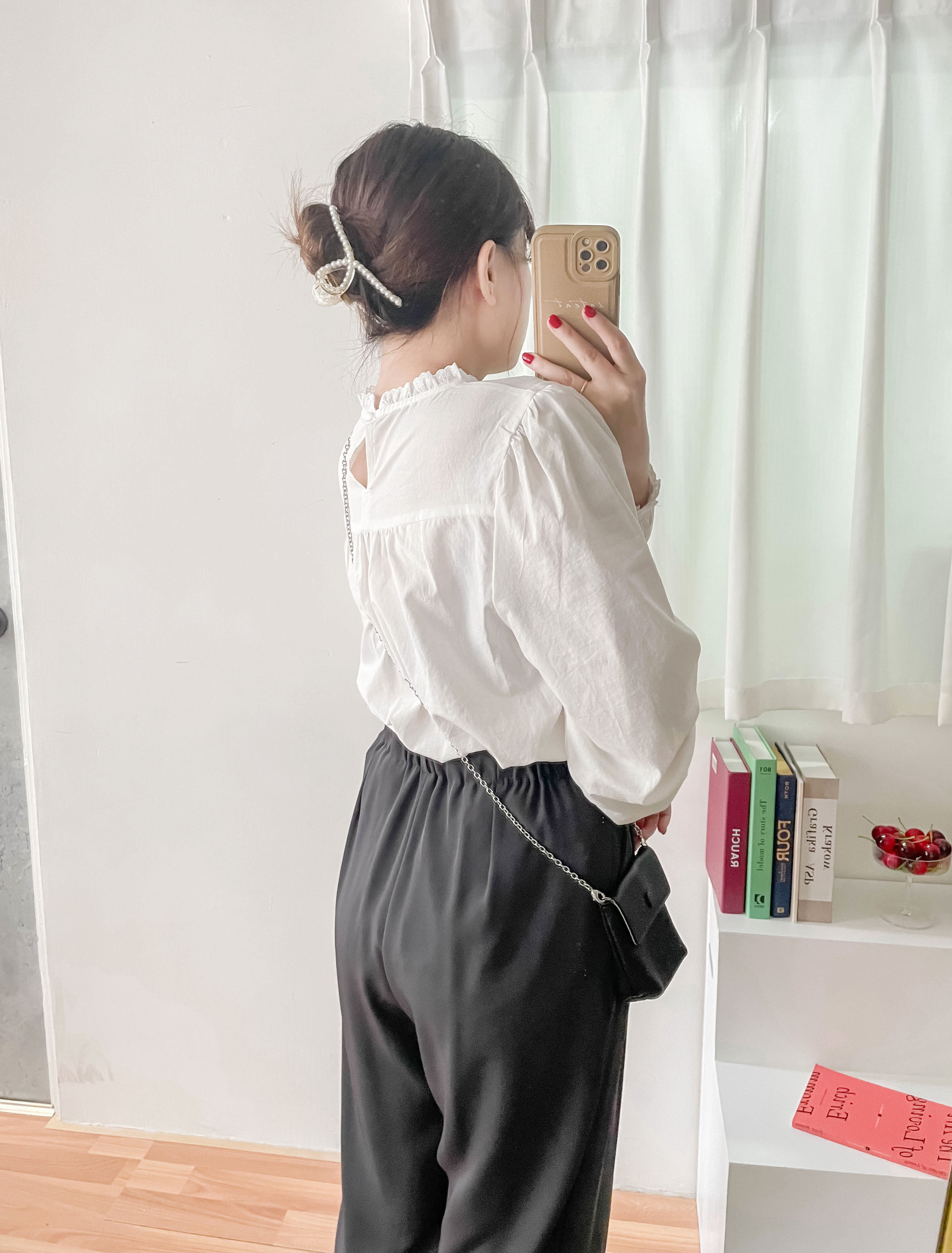 Jersey 修飾腿形100%防皺高質垂感雲石鈕闊腳褲, Pants/ PT8398 (百搭炭黑 Charcoal sold out)
