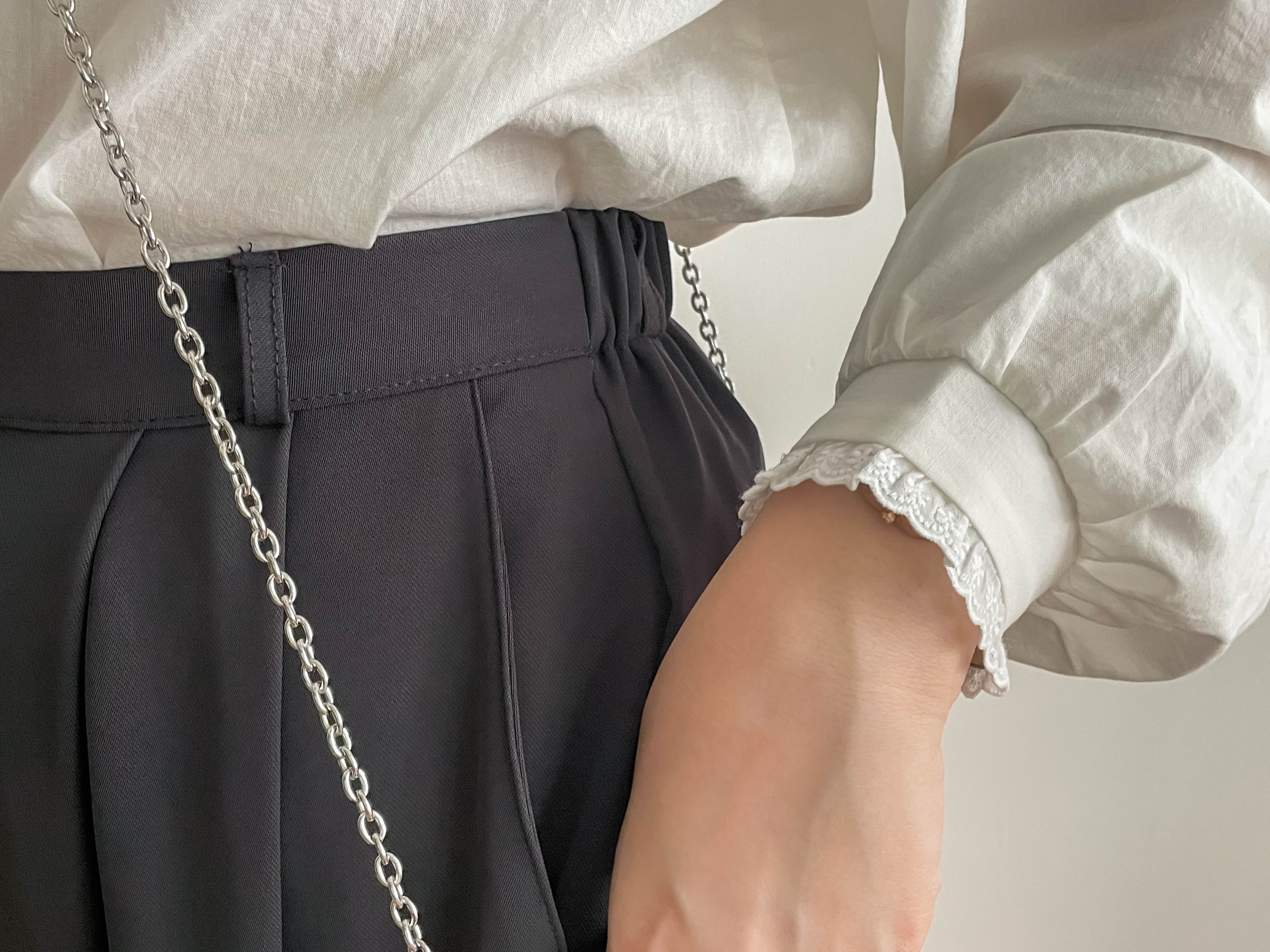 Jersey 修飾腿形100%防皺高質垂感雲石鈕闊腳褲, Pants/ PT8398 (百搭炭黑 Charcoal sold out)