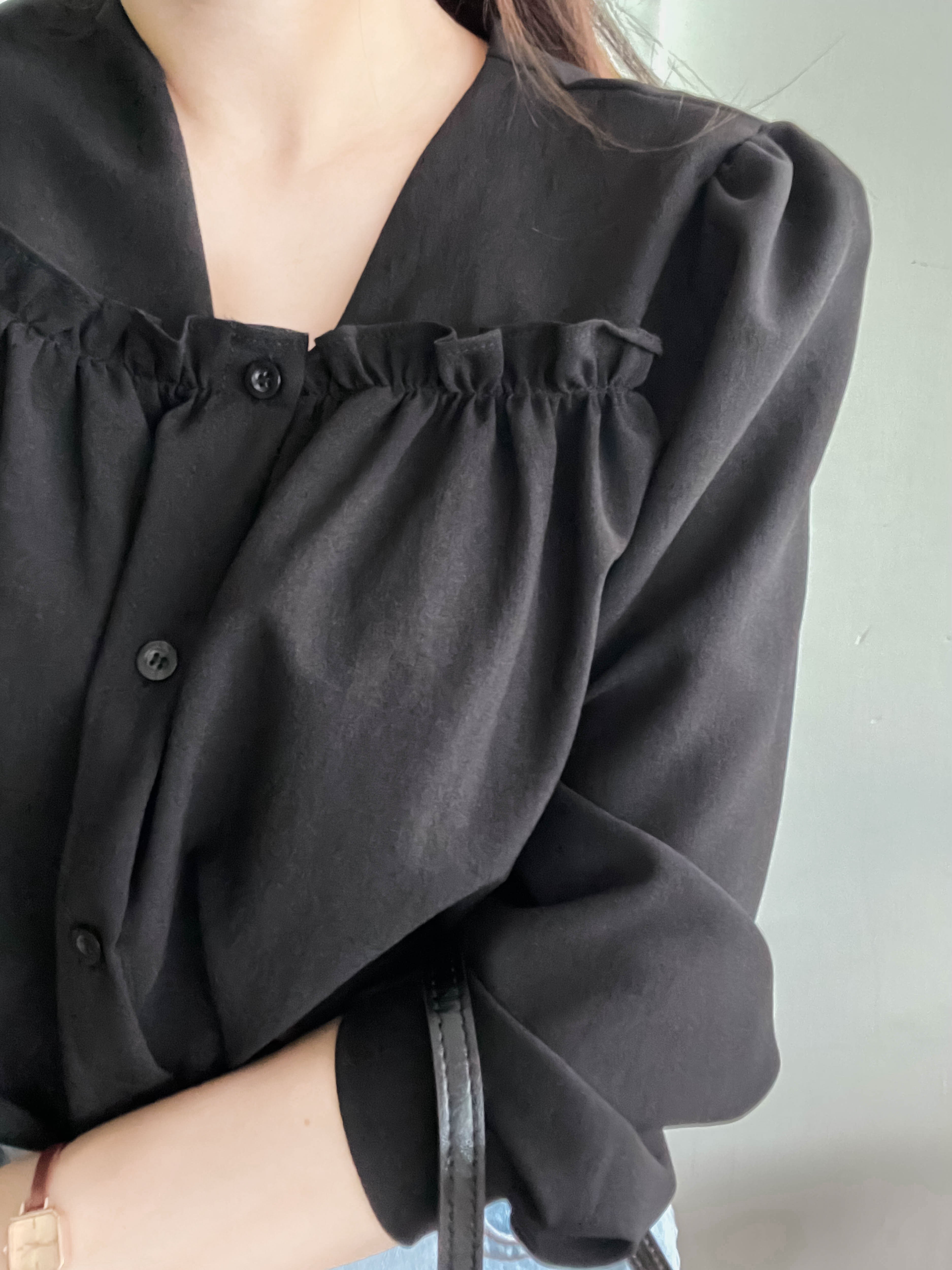 !Limited best deal! Ruffle collar 日常花邊方領口雪紡棉上衣, Blouse/ BU8971
