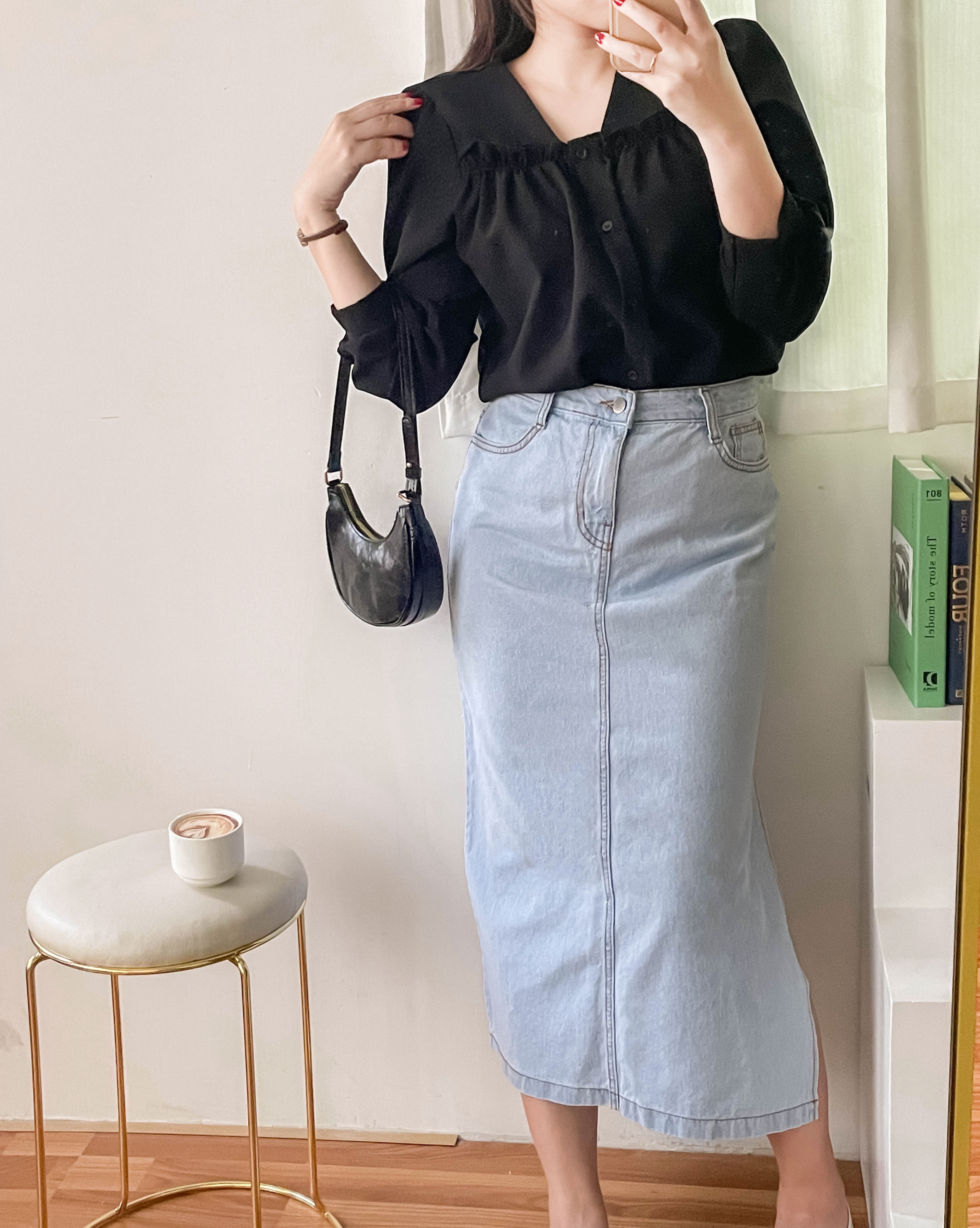 !Limited best deal! Ruffle collar 日常花邊方領口雪紡棉上衣, Blouse/ BU8971