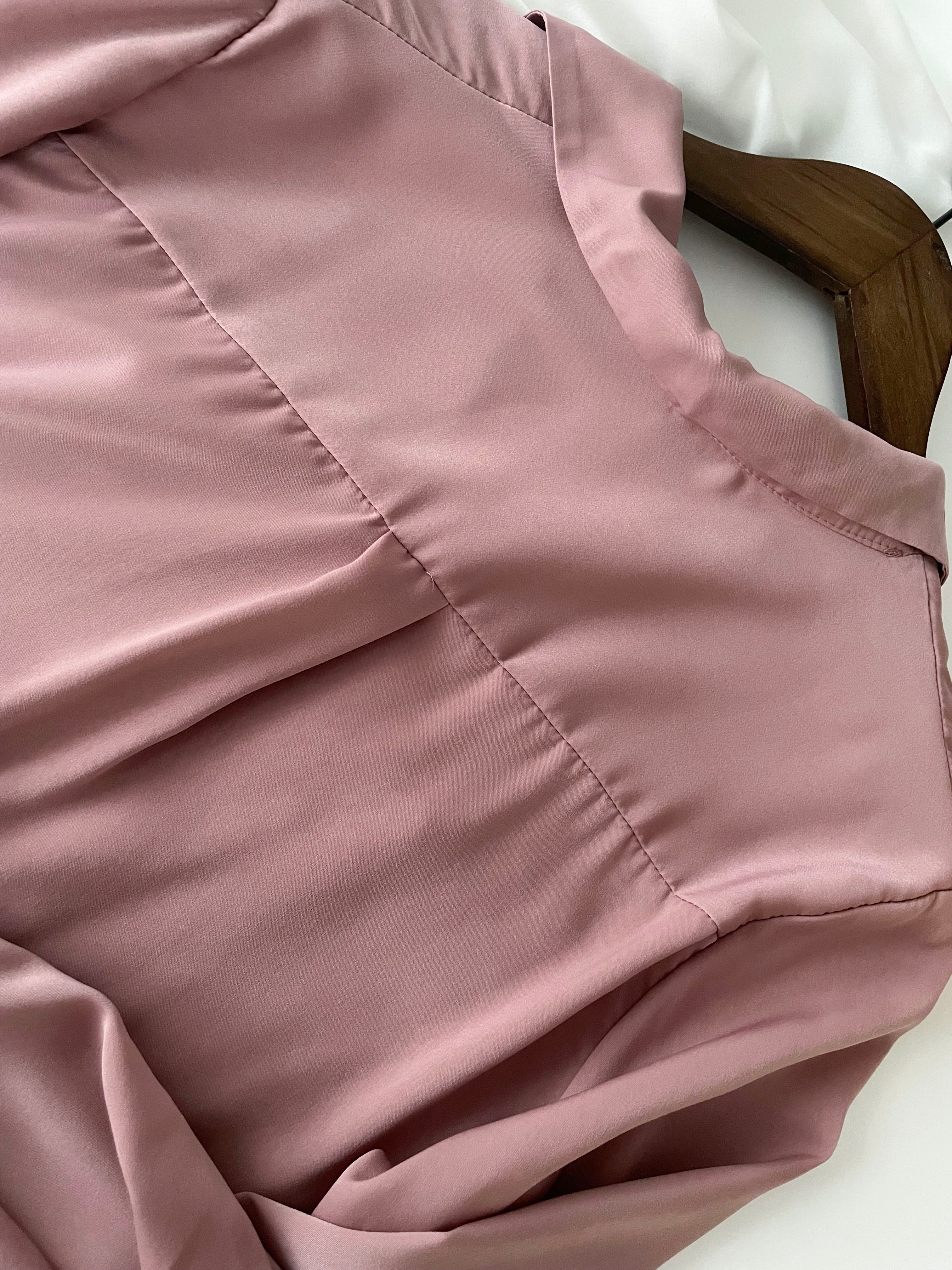 Champagne 復古氣質翻領香檳光澤銅鈕, Blouse/ BU8974 (香檳ROSE Palevioletred sold out)