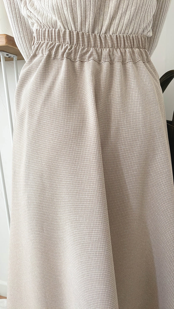 Spliced Chiffon 雪紡飄逸格子拼百褶假側腰帶半身裙, Skirt/ SK8744