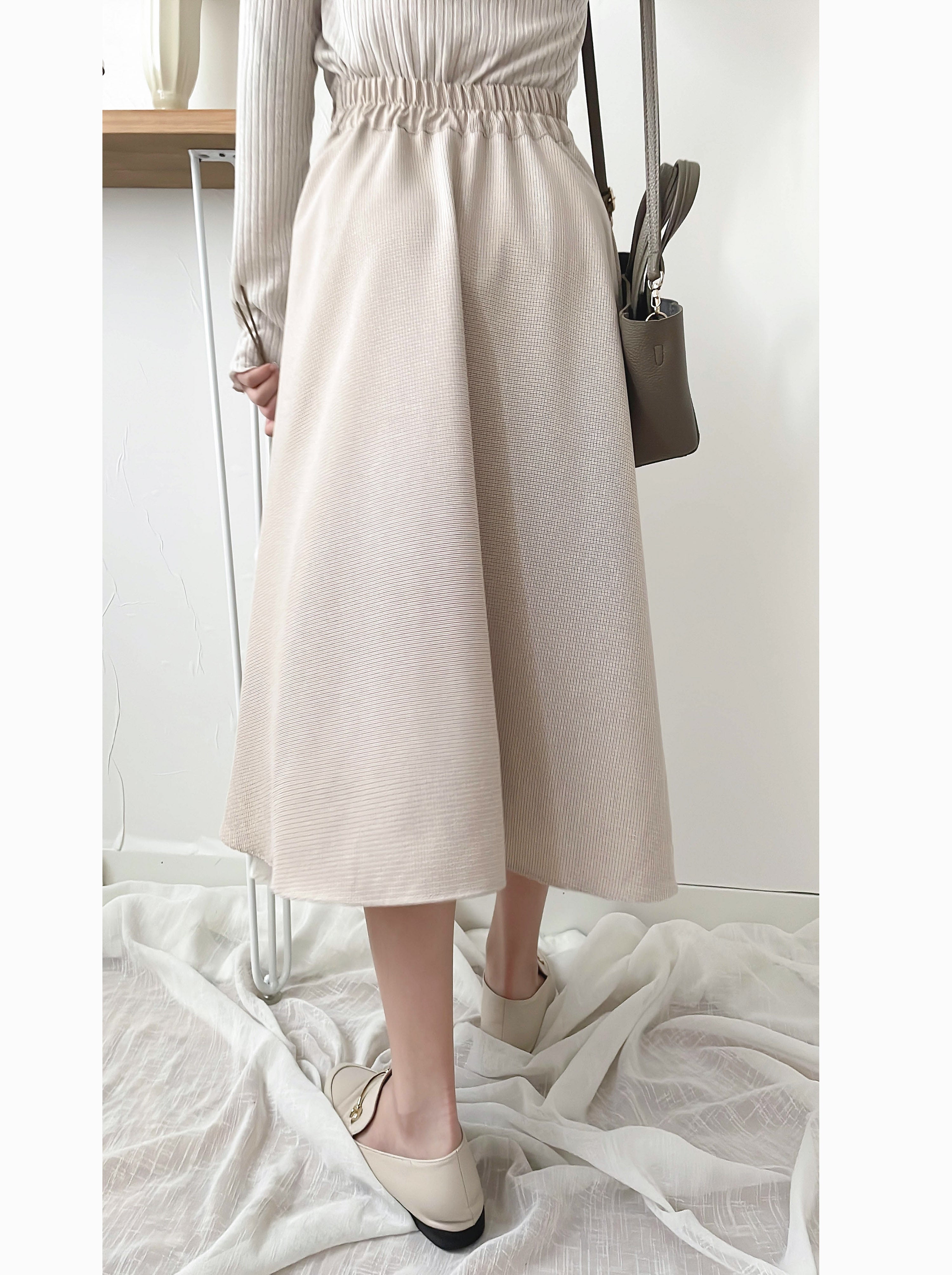 Spliced Chiffon 雪紡飄逸格子拼百褶假側腰帶半身裙, Skirt/ SK8744