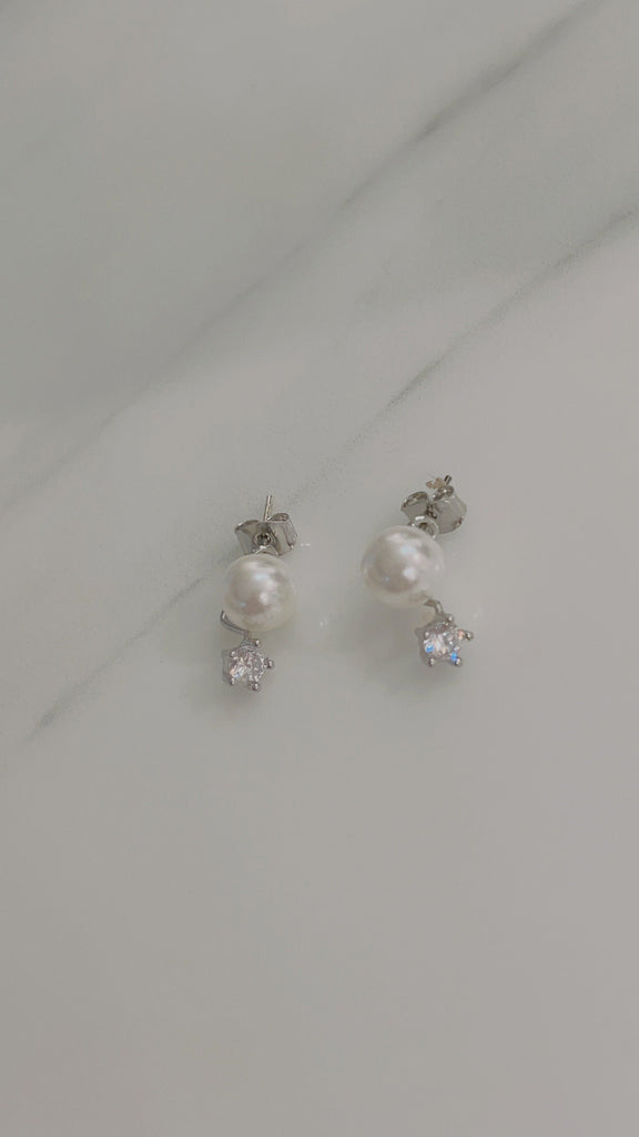 Two way Pearl&crystal, Earrings/ ER8334