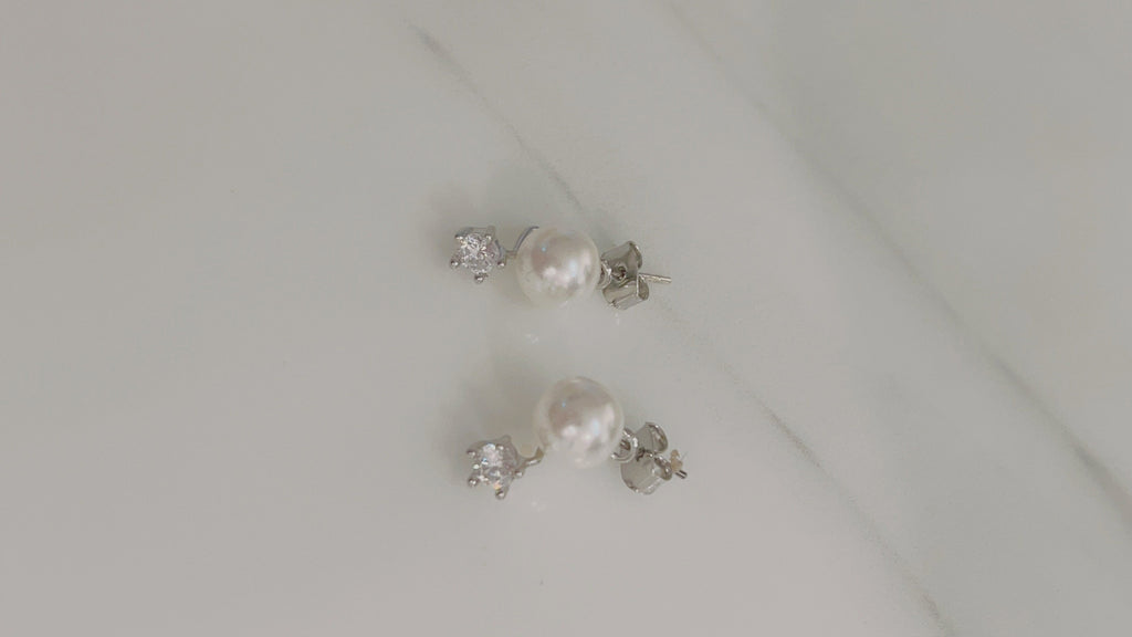 Two way Pearl&crystal, Earrings/ ER8334