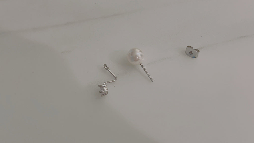 Two way Pearl&crystal, Earrings/ ER8334