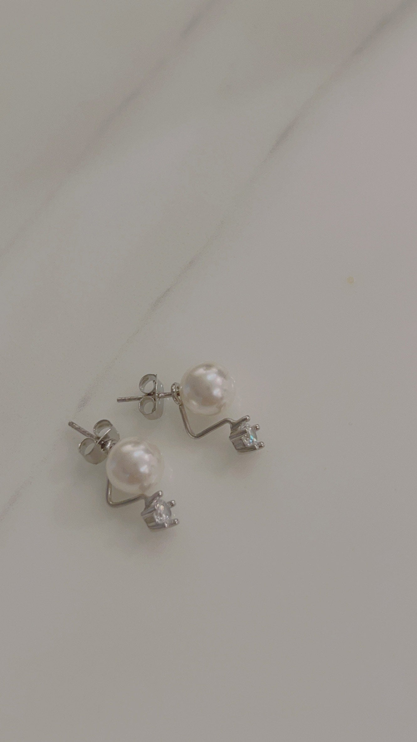 Two way Pearl&crystal, Earrings/ ER8334