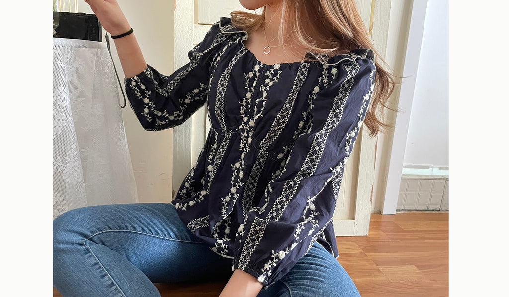 Ethnic 民族繡花修腰傘形上衣, Blouse/ BU8978 (不設訂貨款)