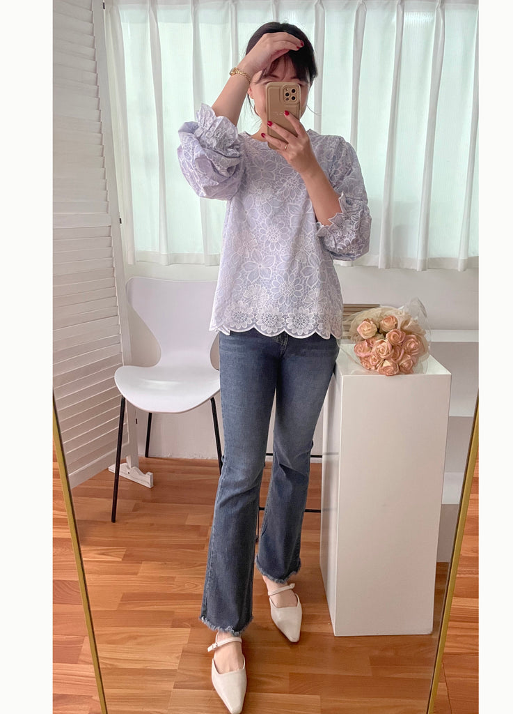 Daisy Lace 蕾絲小花連裡布花邊上衣, Blouse/ BU8979 (不設訂貨款)